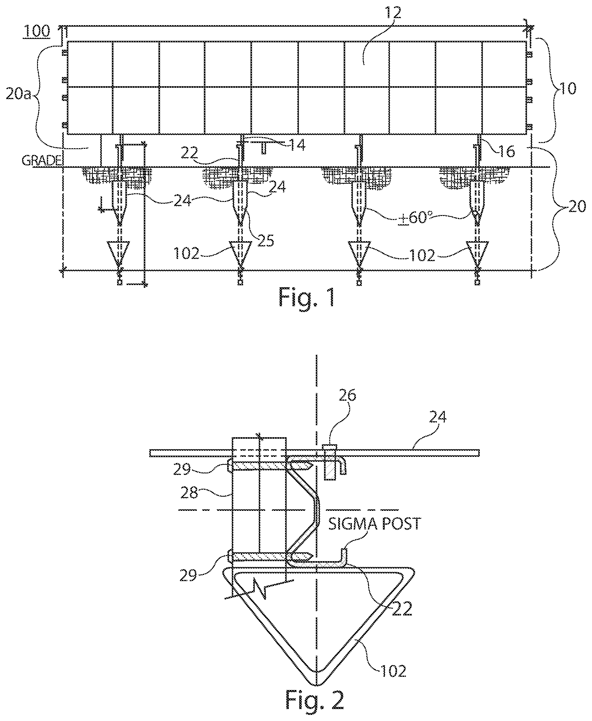 Patent US12305352 Figure 1 – Ground mounting assembly