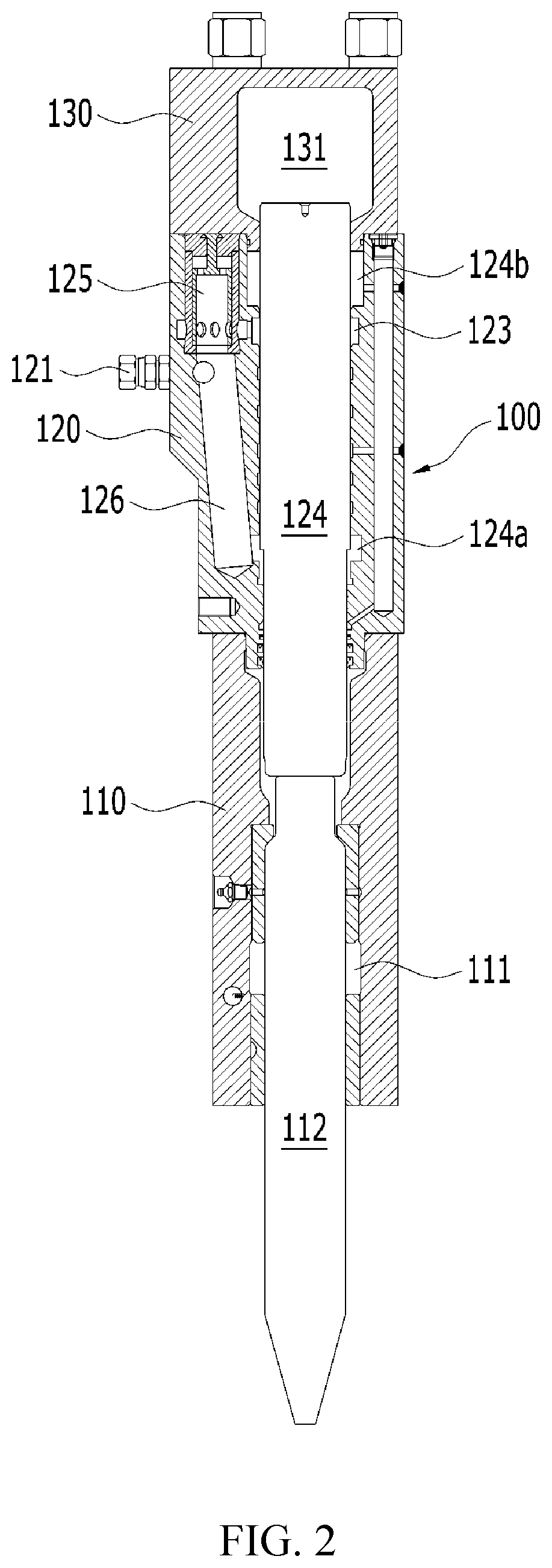 Patent US12305359 Figure 2 – Hydraulic breaker provided with automatic lubricant supply structure