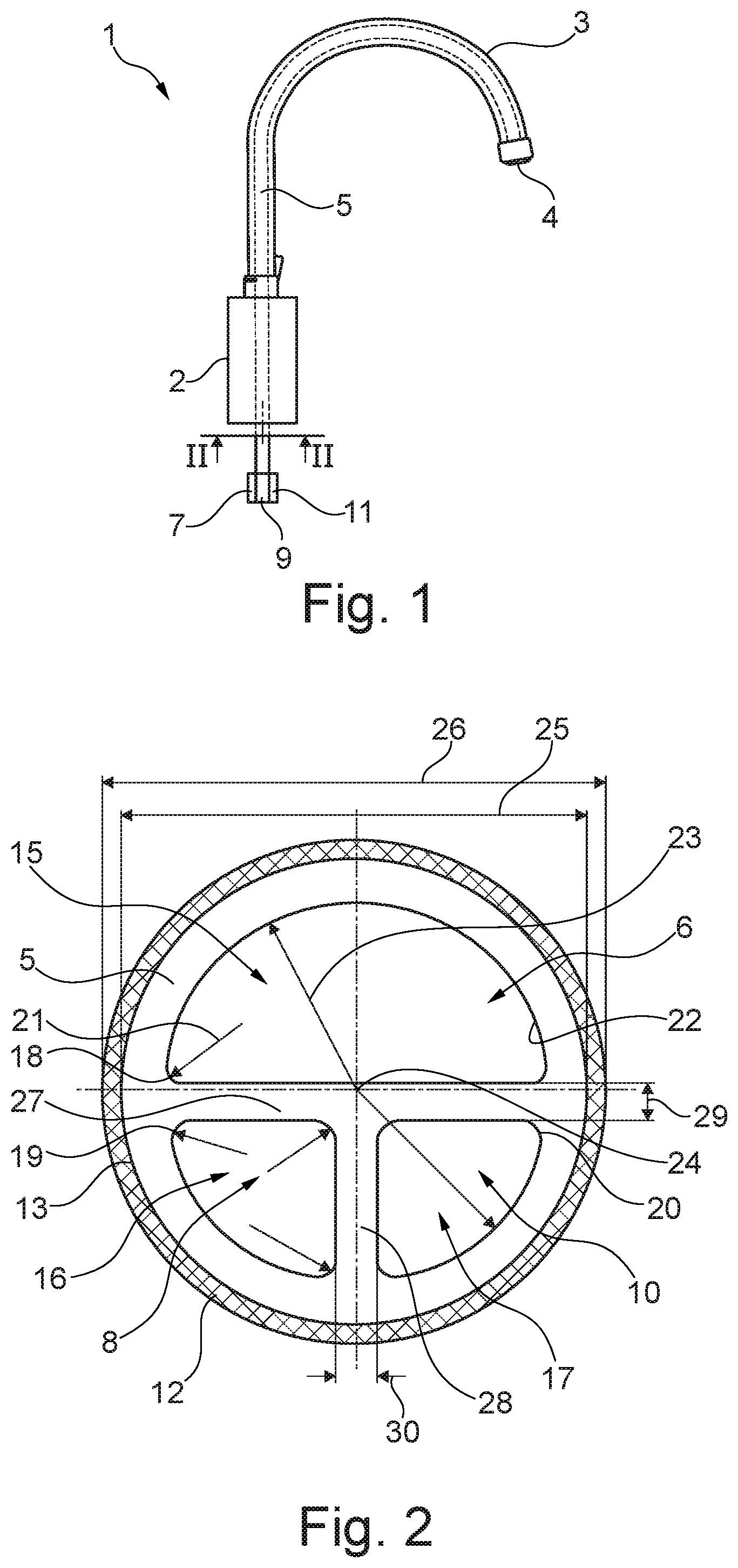 Patent US12305370 — Sanitary faucet having a hose — Figure 1