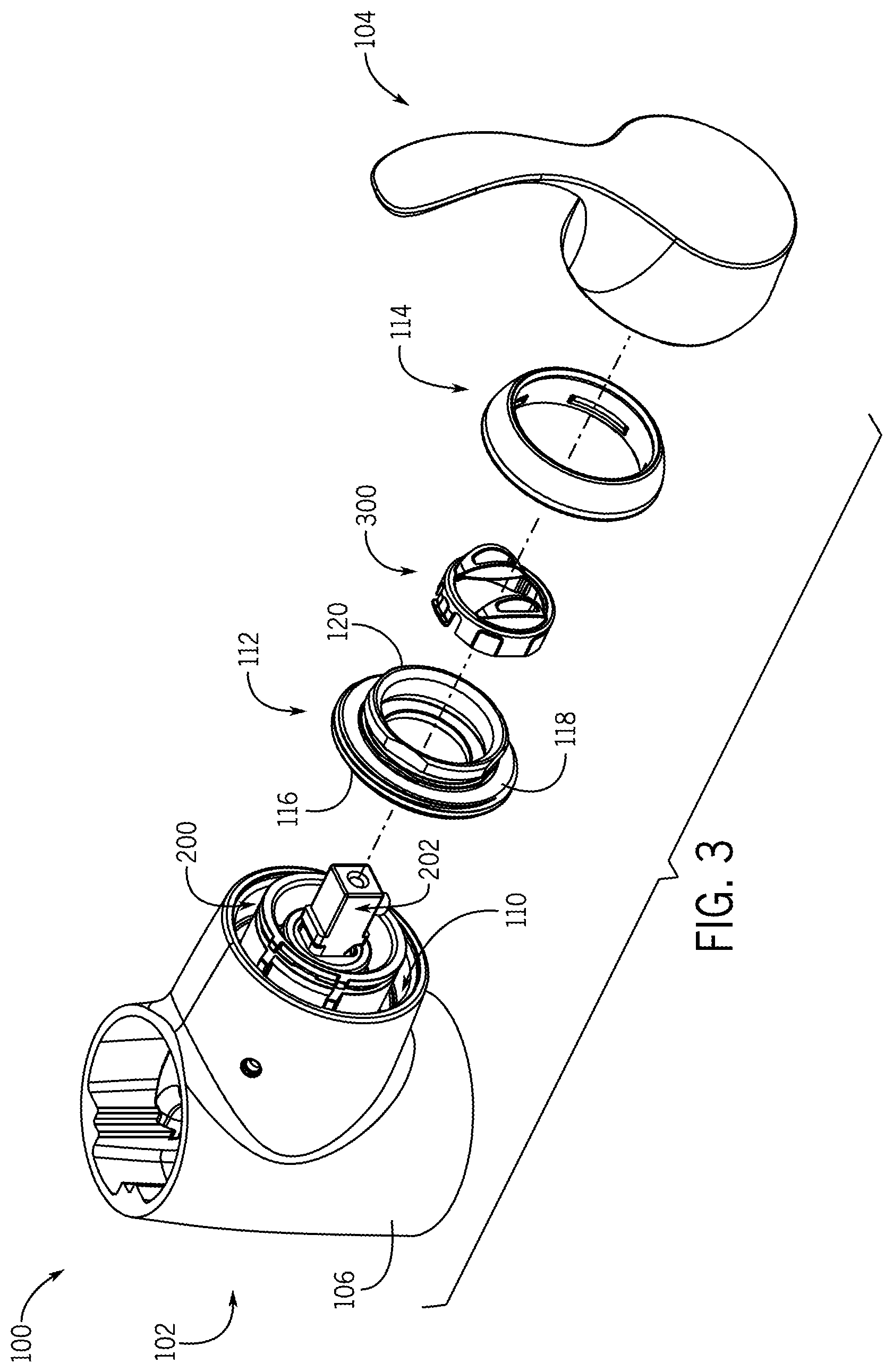 Patent US12305372 Figure 3 – Faucet assembly with friction ring