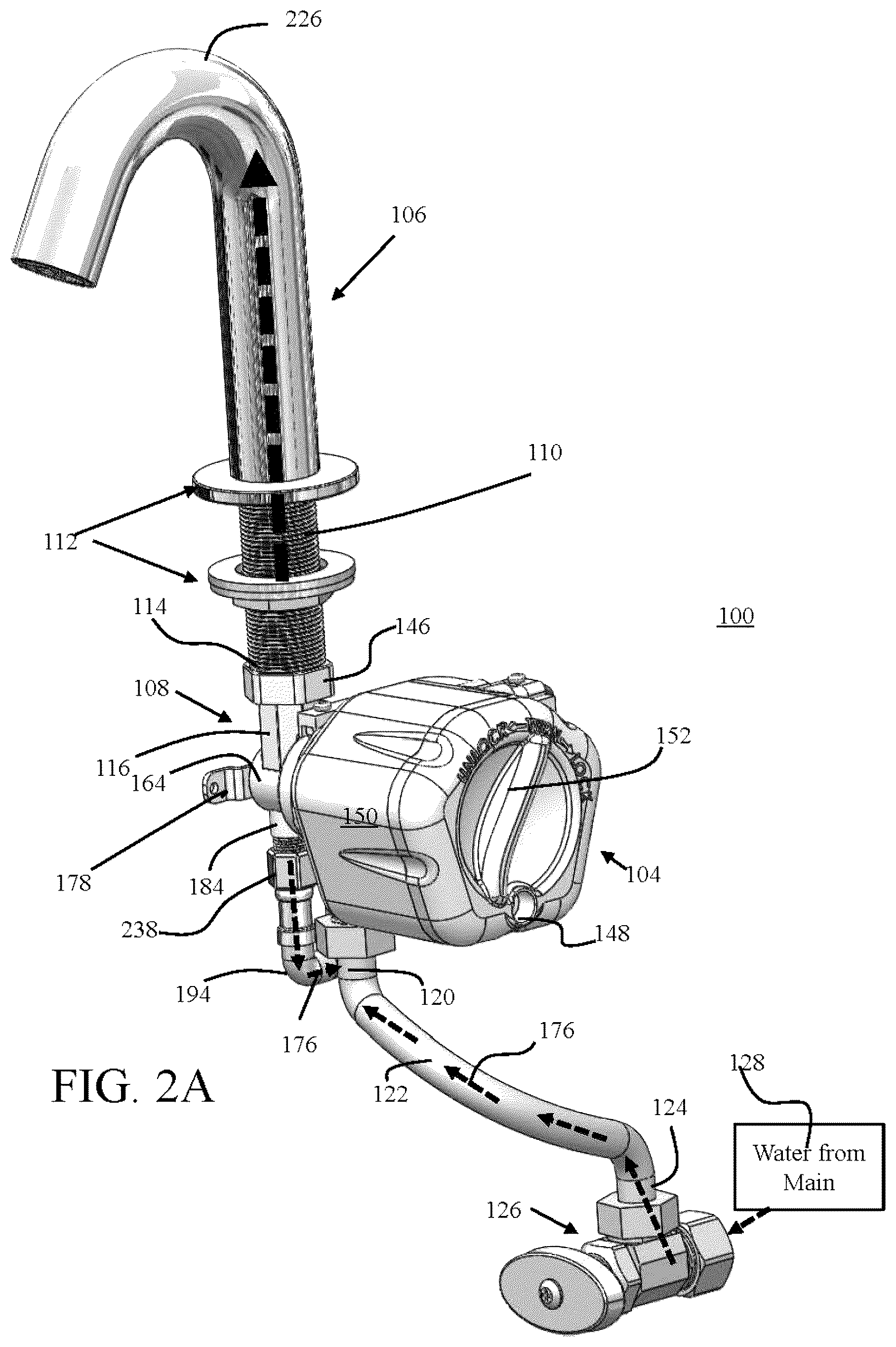 Patent US12305374 Figure 2 – Modularized electronic faucets
