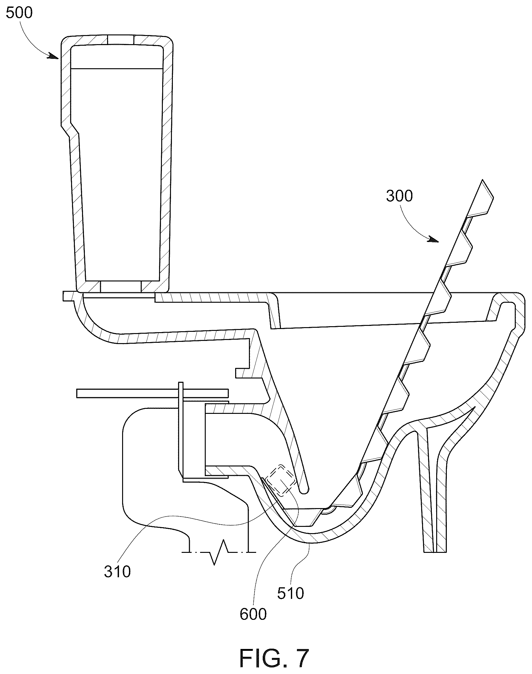 Patent US12305378 Figure 6 – Water soluble tool for clearing blockage in a toilet