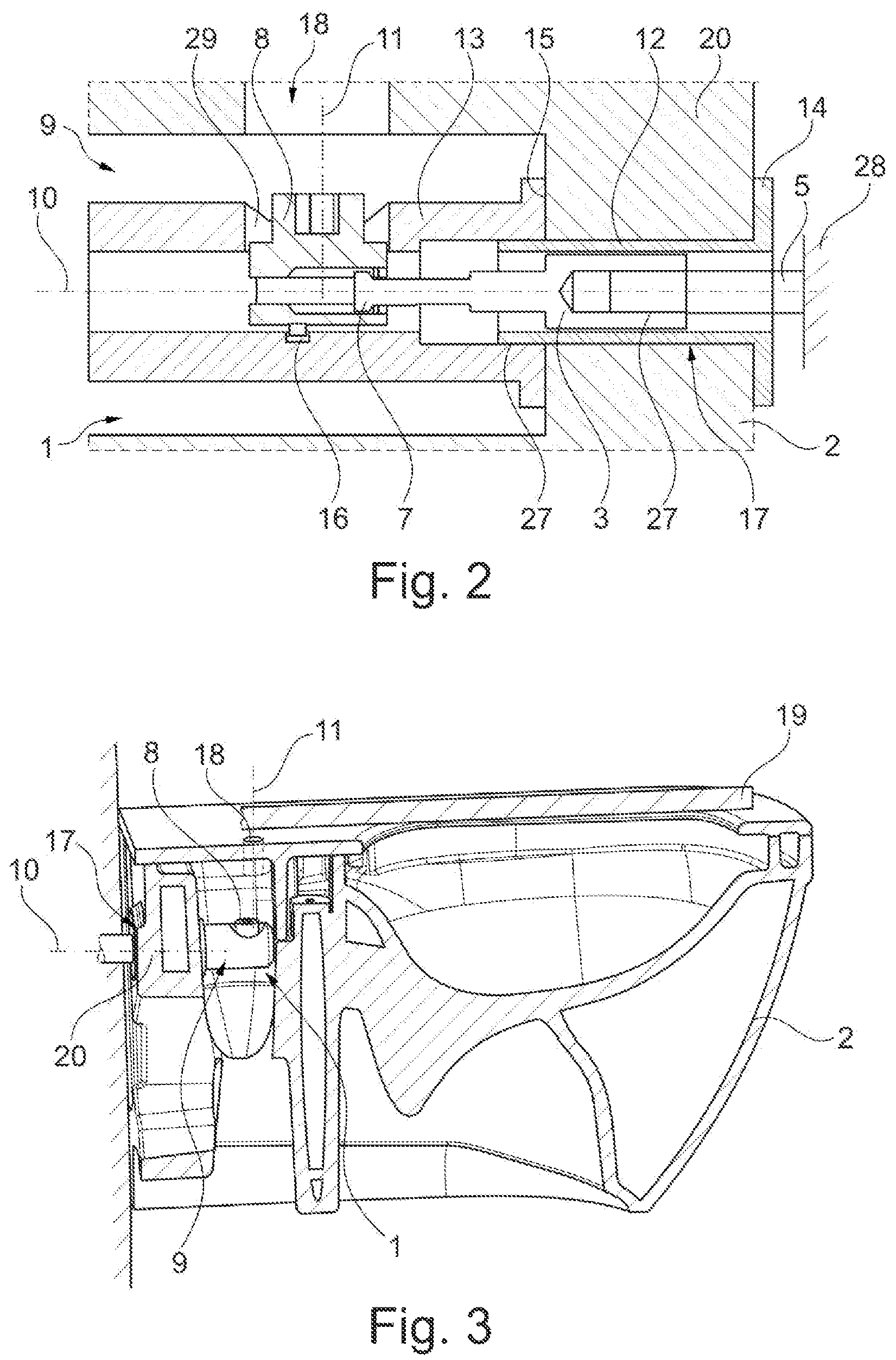 Patent US12305379 Figure 2 – Fastening device for a sanitary component to be suspended