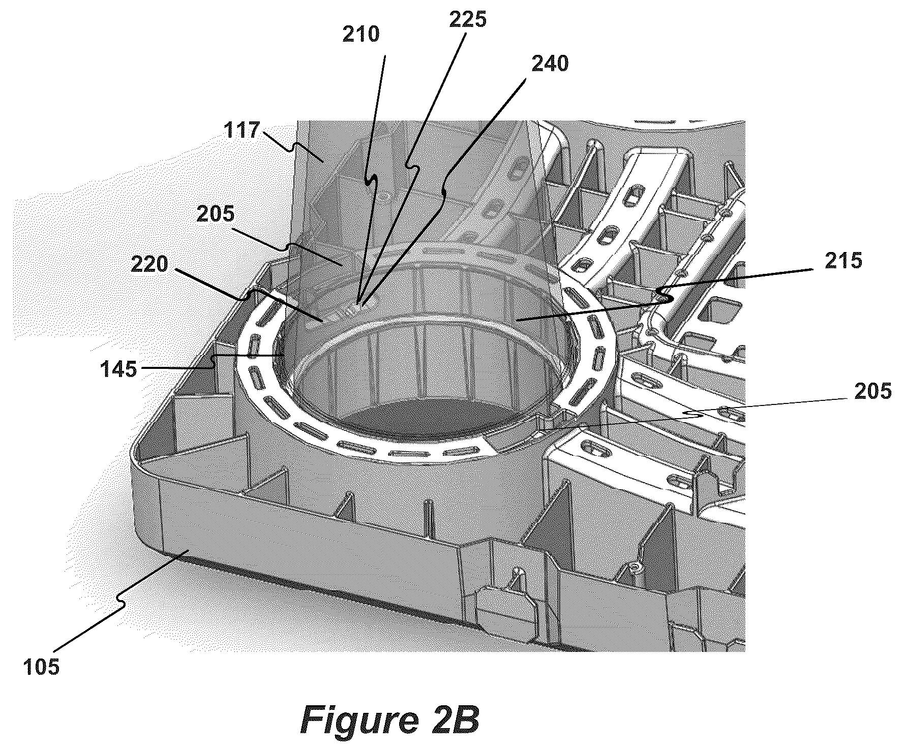 Patent US12305380 Figure 7 – Stormwater management crate assembly with tapered columns and arched side panels