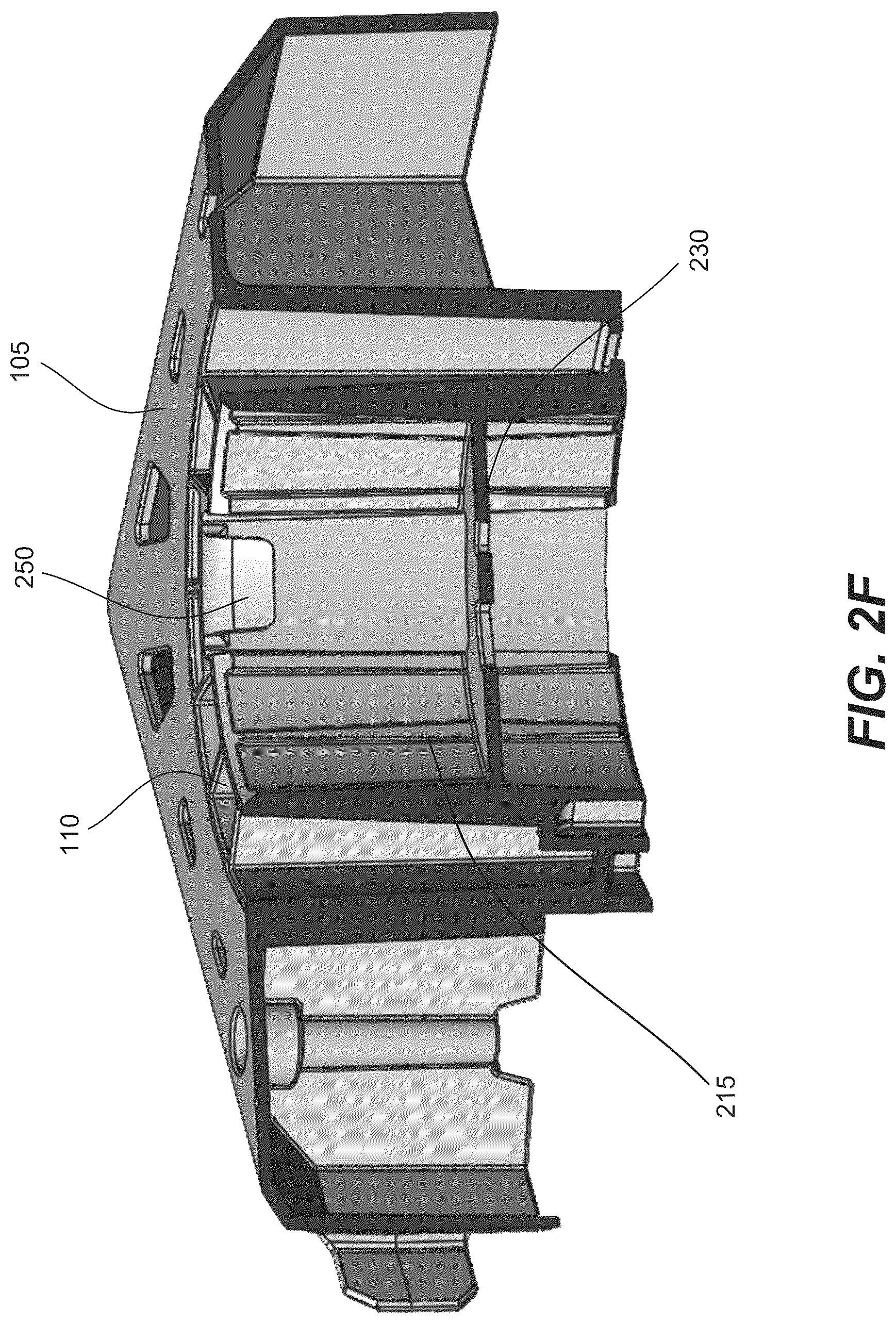 Patent US12305380 Figure 11 – Stormwater management crate assembly with tapered columns and arched side panels