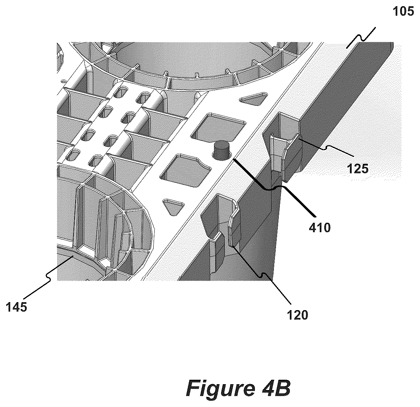 Patent US12305380 Figure 15 – Stormwater management crate assembly with tapered columns and arched side panels