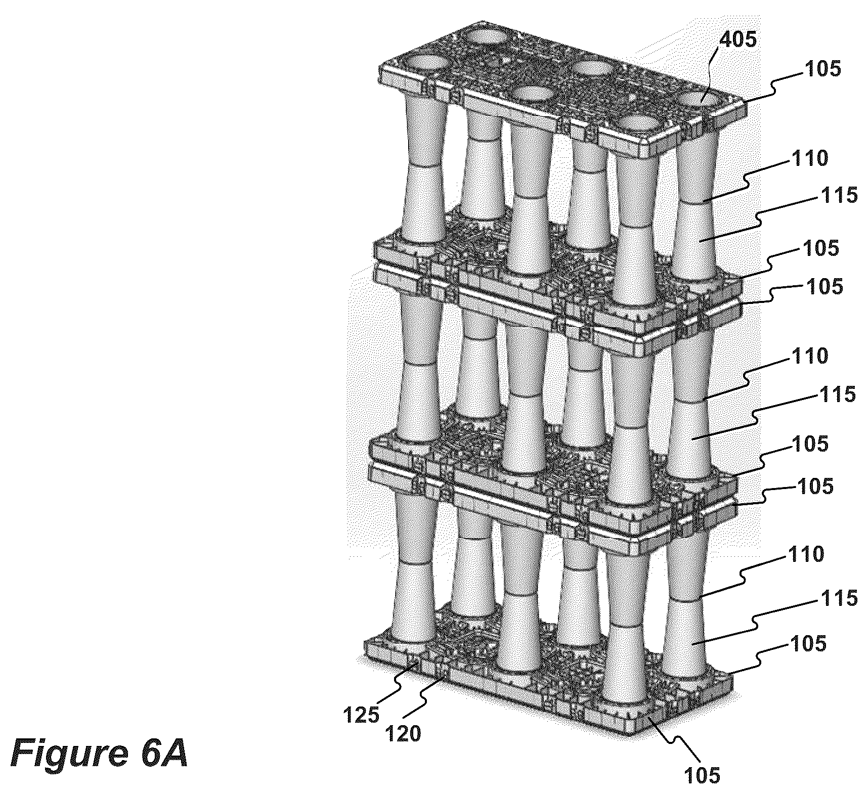 Patent US12305380 Figure 18 – Stormwater management crate assembly with tapered columns and arched side panels