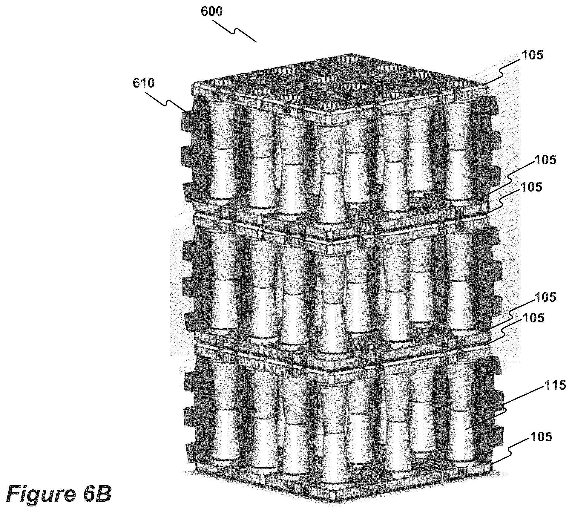 Patent US12305380 Figure 19 – Stormwater management crate assembly with tapered columns and arched side panels