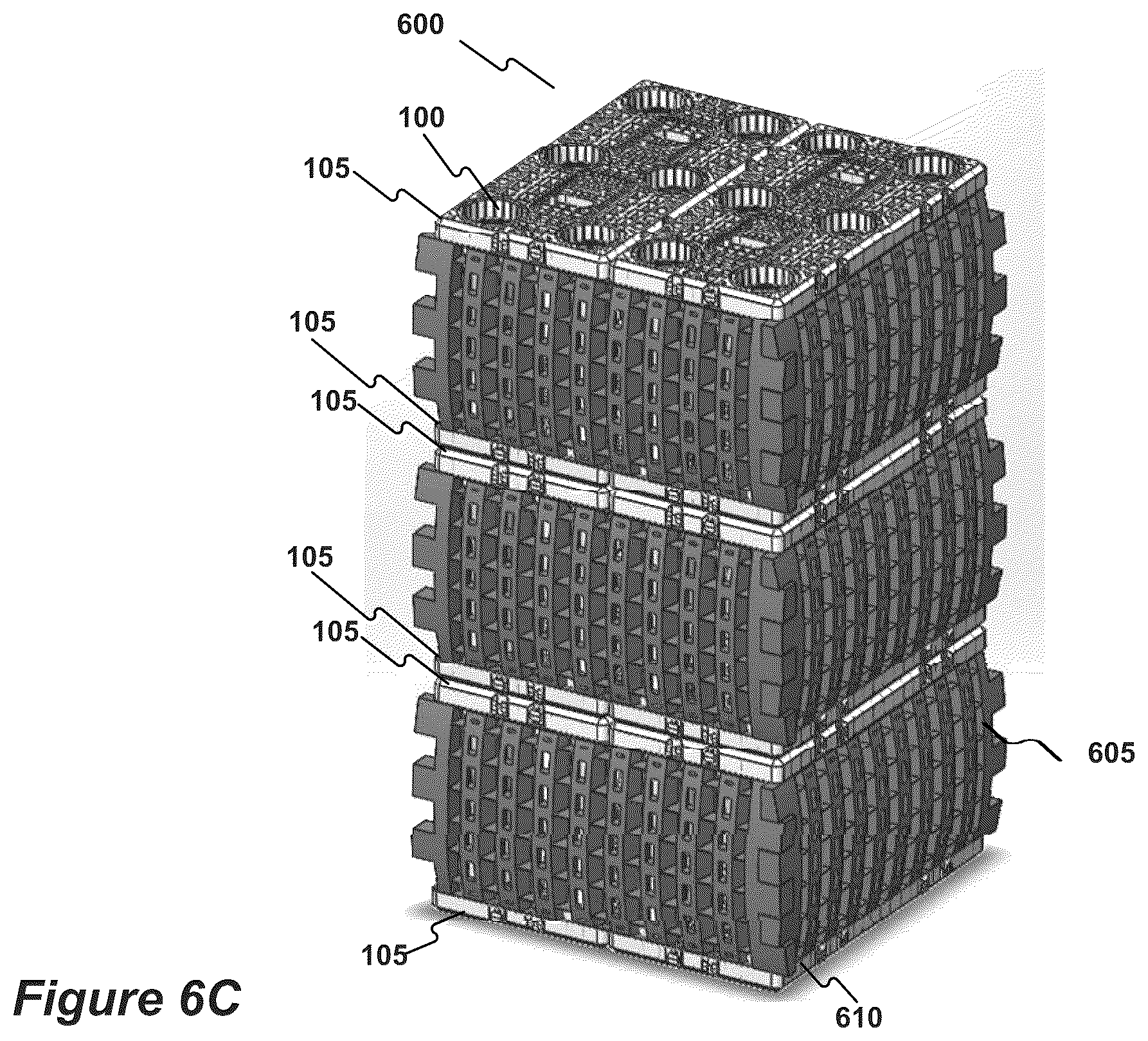 Patent US12305380 Figure 20 – Stormwater management crate assembly with tapered columns and arched side panels