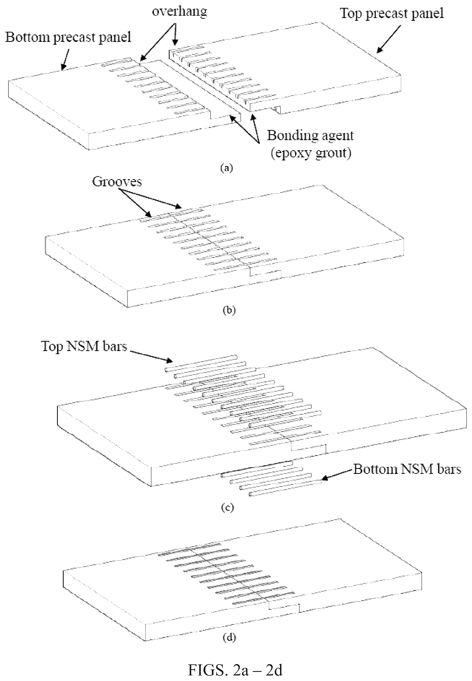 Patent US12305381 Figure 2 – Connection of precast concrete panels and walls using near surface mounted bars
