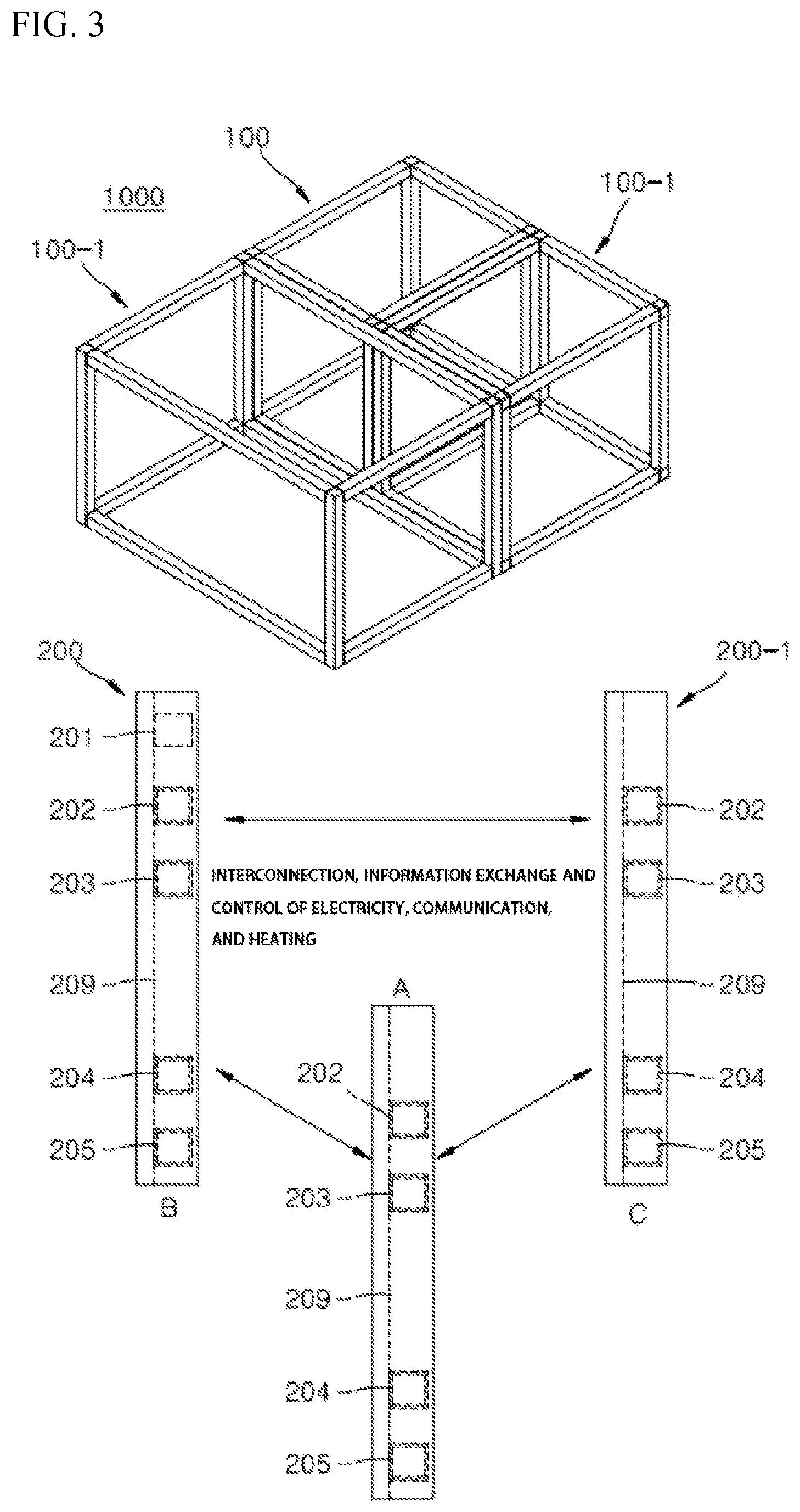 Patent US12305382 Figure 3 – Prefabricated modular unit assembly