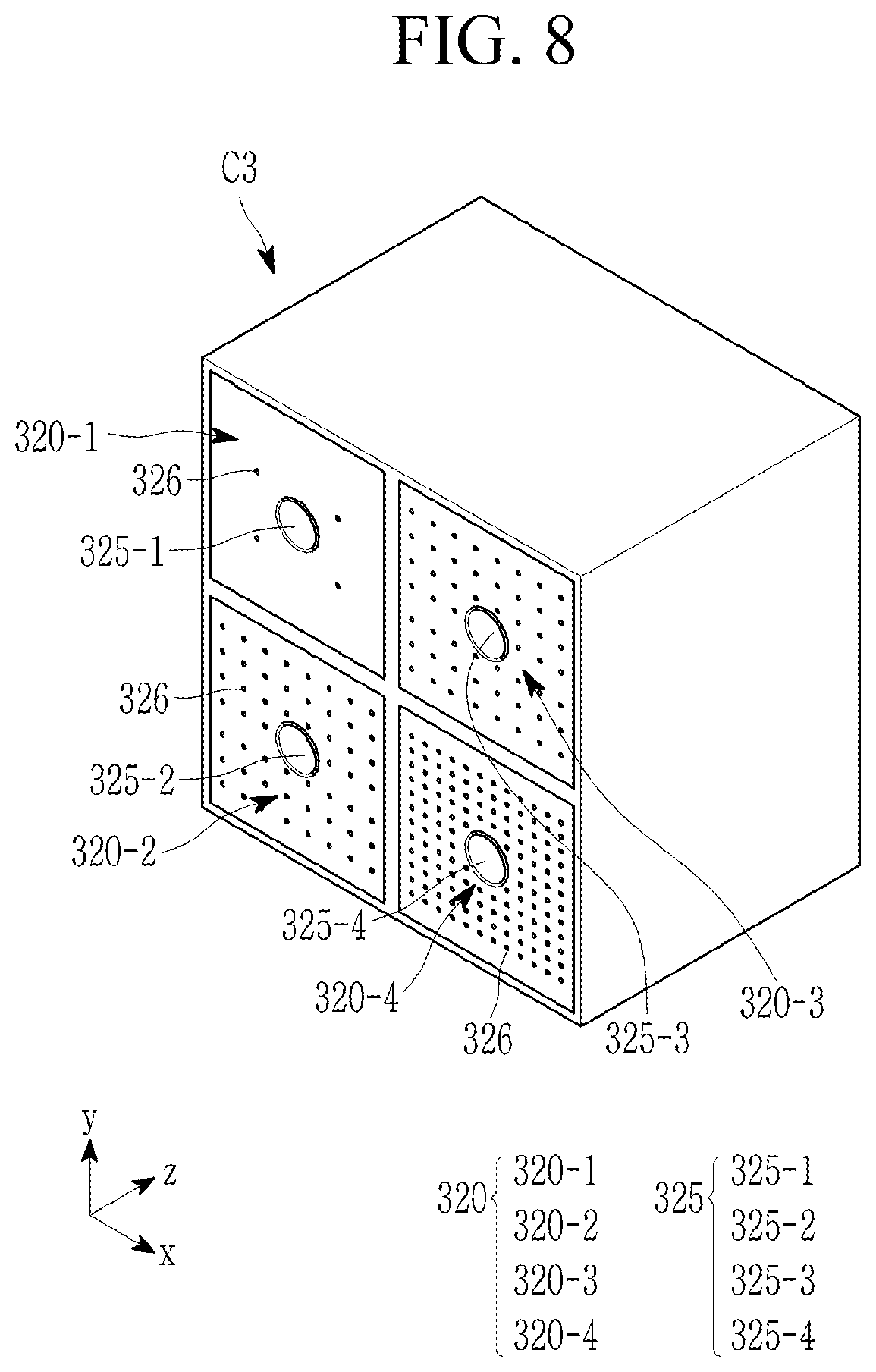 Patent US12305387 Figure 8 – Sound absorbing device
