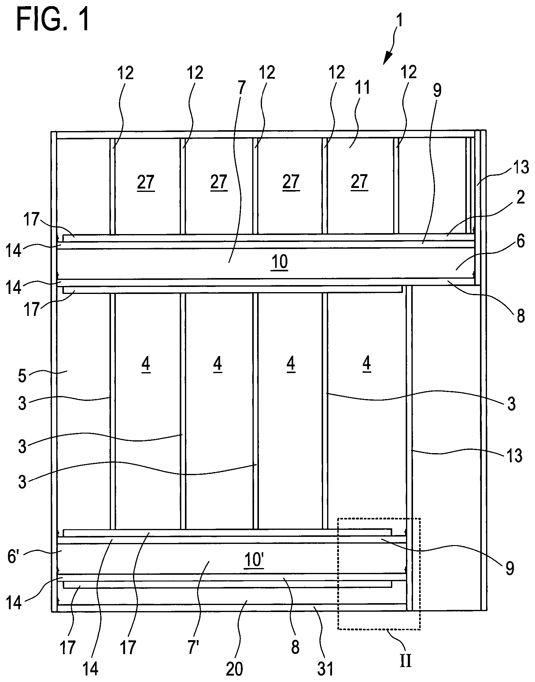 Patent US12305392 Figure 1 – Drywall and method for constructing a drywall