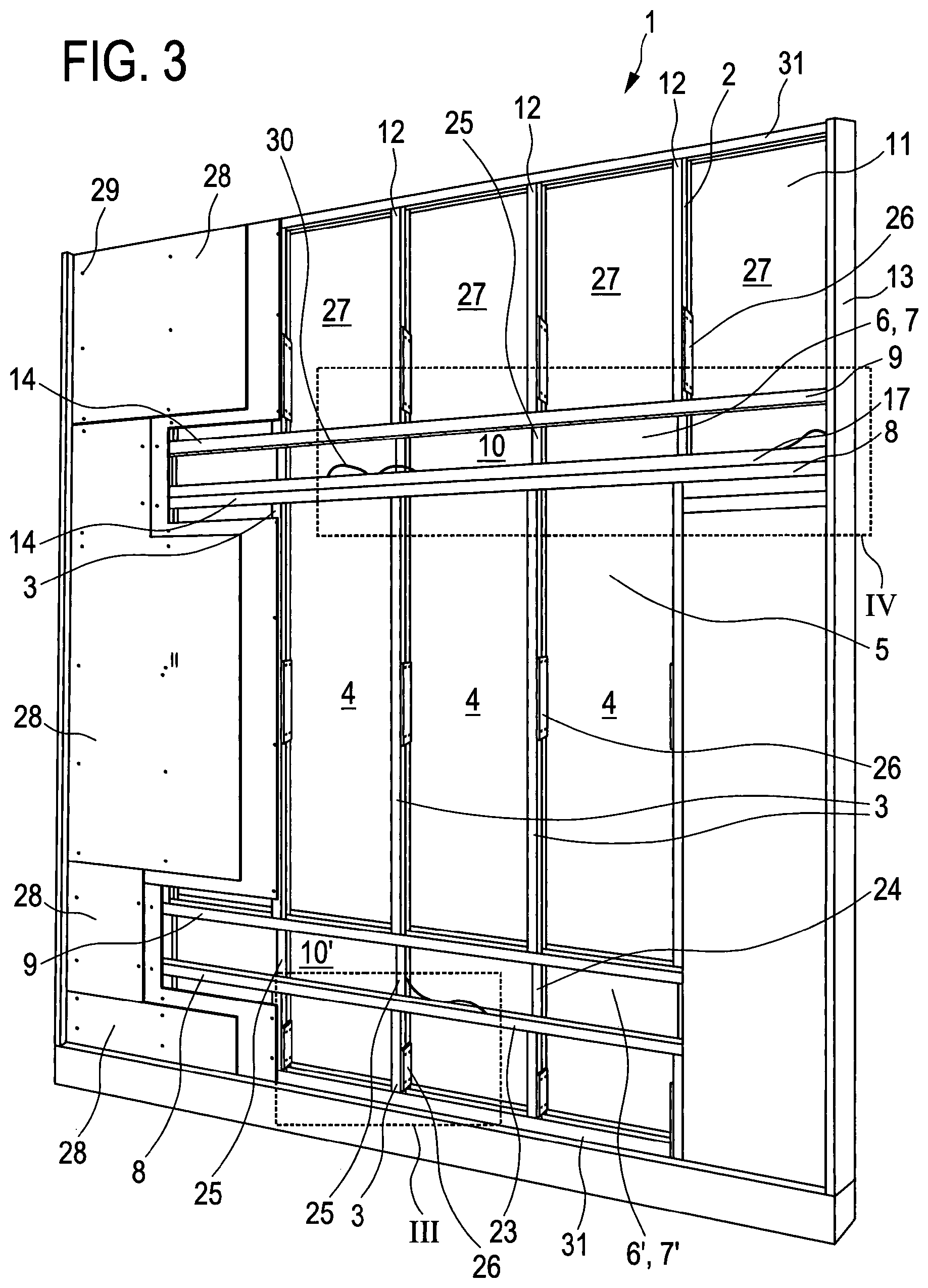 Patent US12305392 Figure 3 – Drywall and method for constructing a drywall