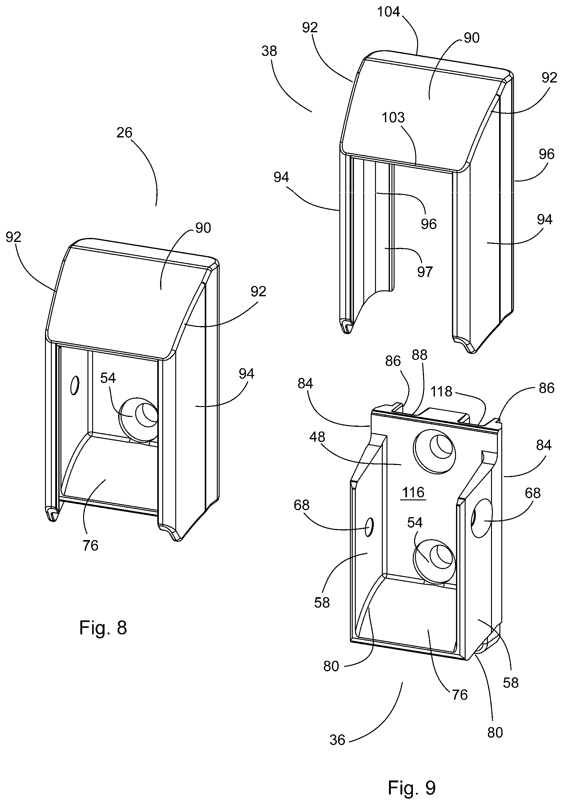 Patent US12305404 Figure 6 – Bracket for stair railings