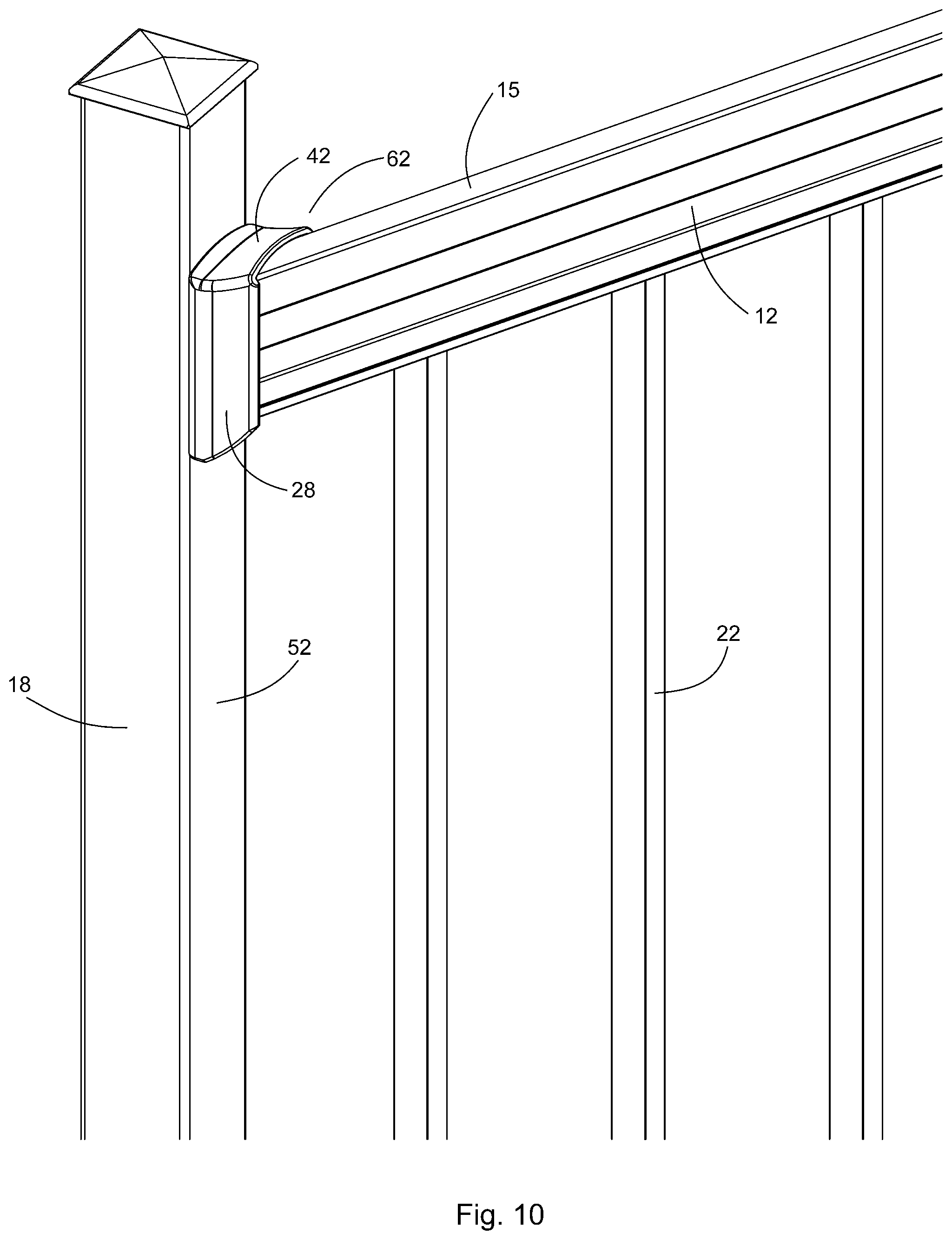 Patent US12305404 Figure 7 – Bracket for stair railings