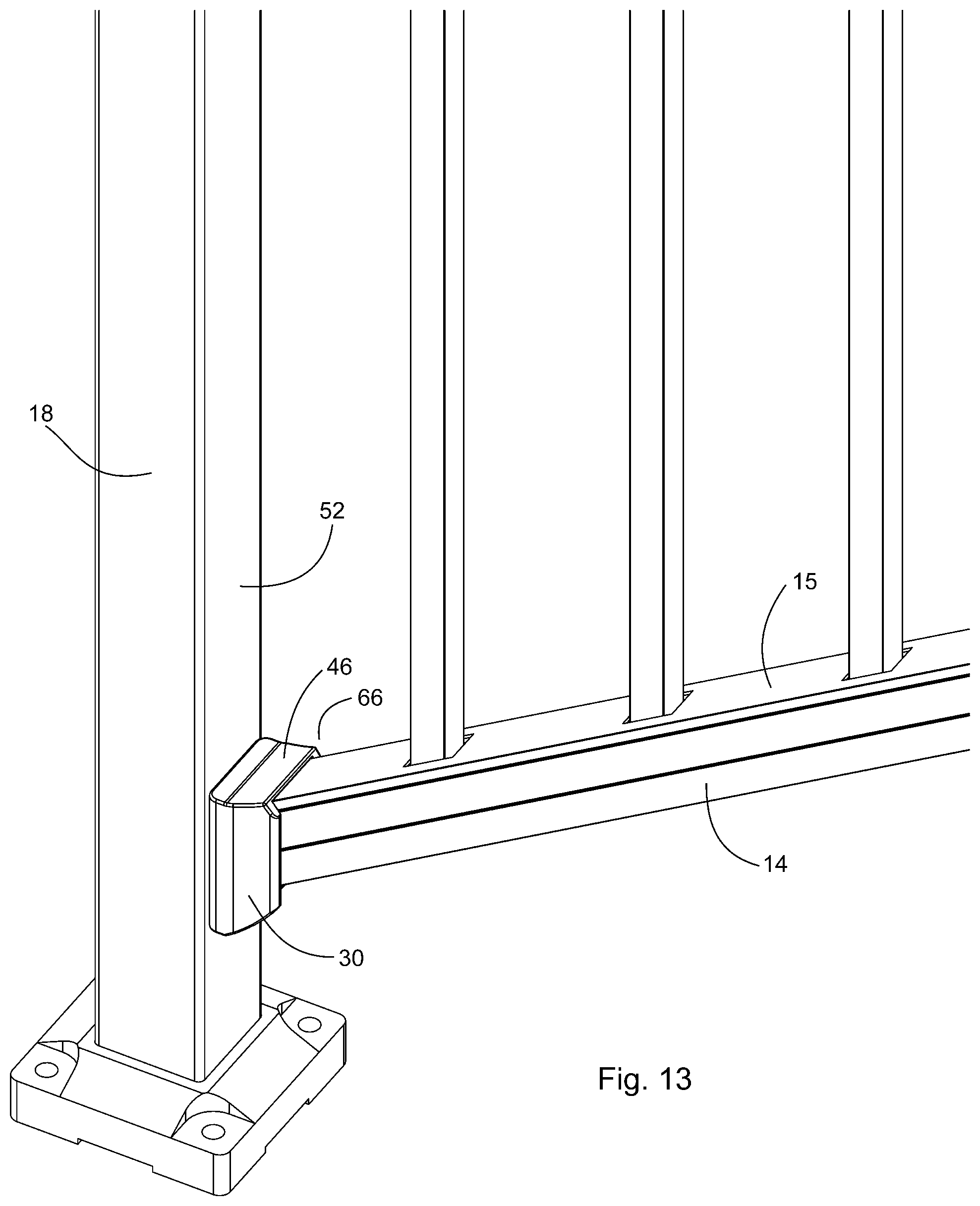 Patent US12305404 Figure 9 – Bracket for stair railings