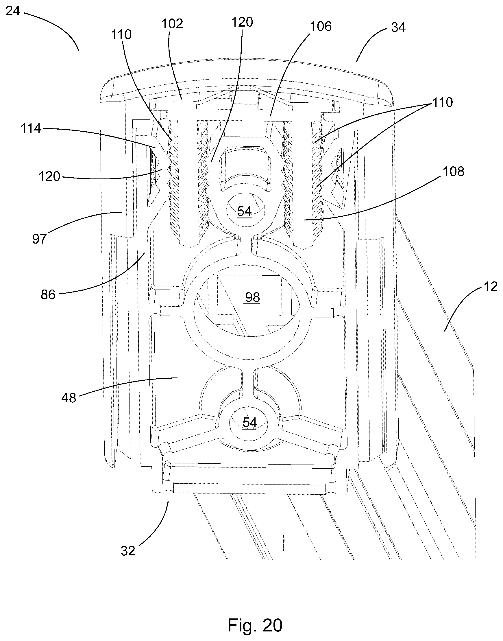 Patent US12305404 Figure 12 – Bracket for stair railings