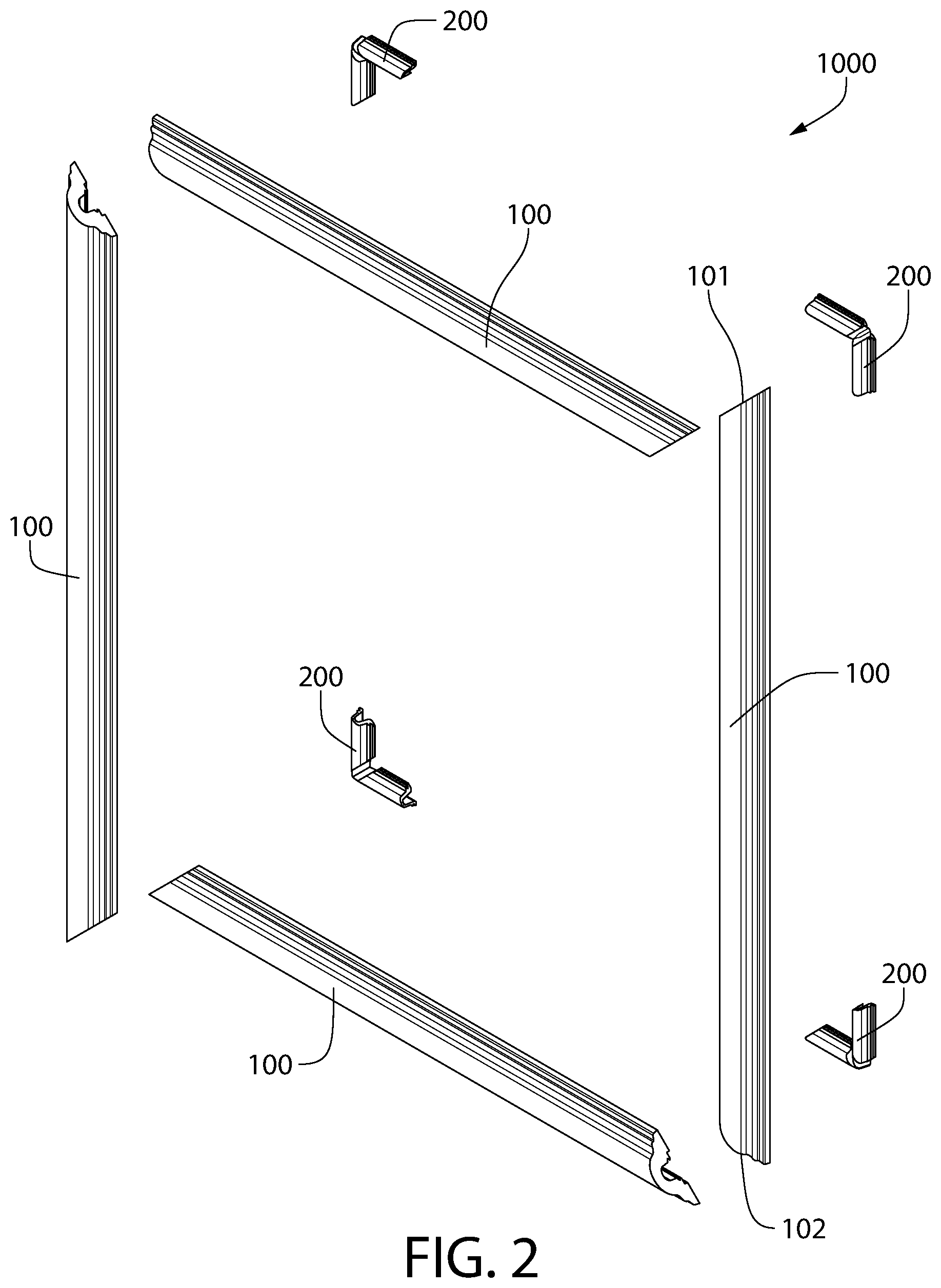 Patent US12305407 Figure 2 – Decorative moulding assembly and method of manufacturing and assembling the same