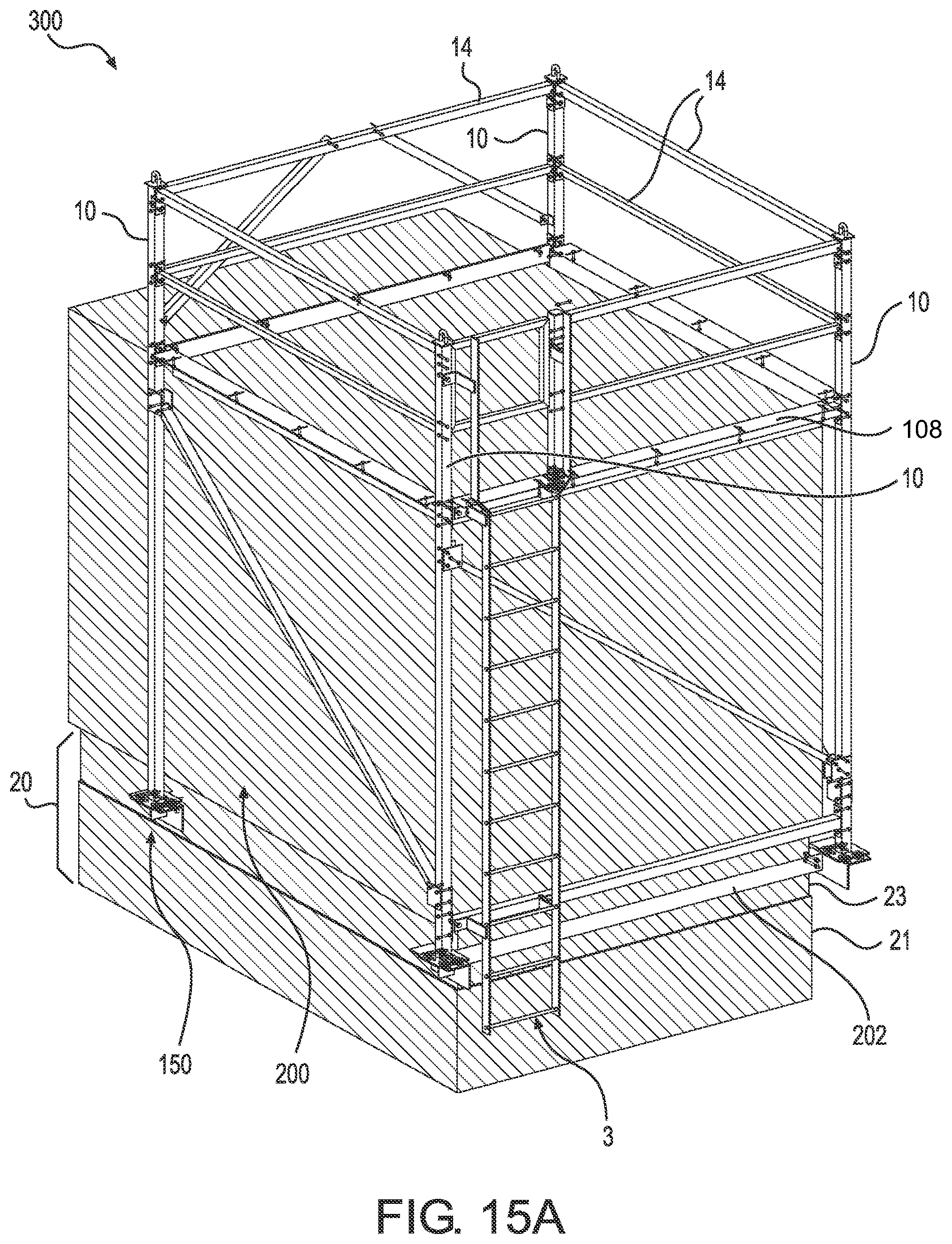 Patent US12305411 Figure 15 – System for accessing and/or allowing safe movement on a unit mounted on a structural support