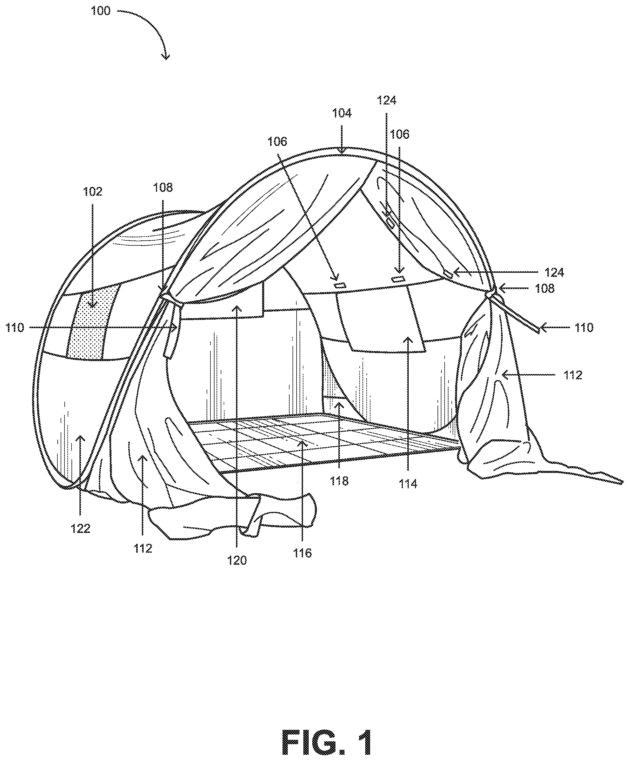 Patent US12305414 Figure 1 – Portable light blocking den