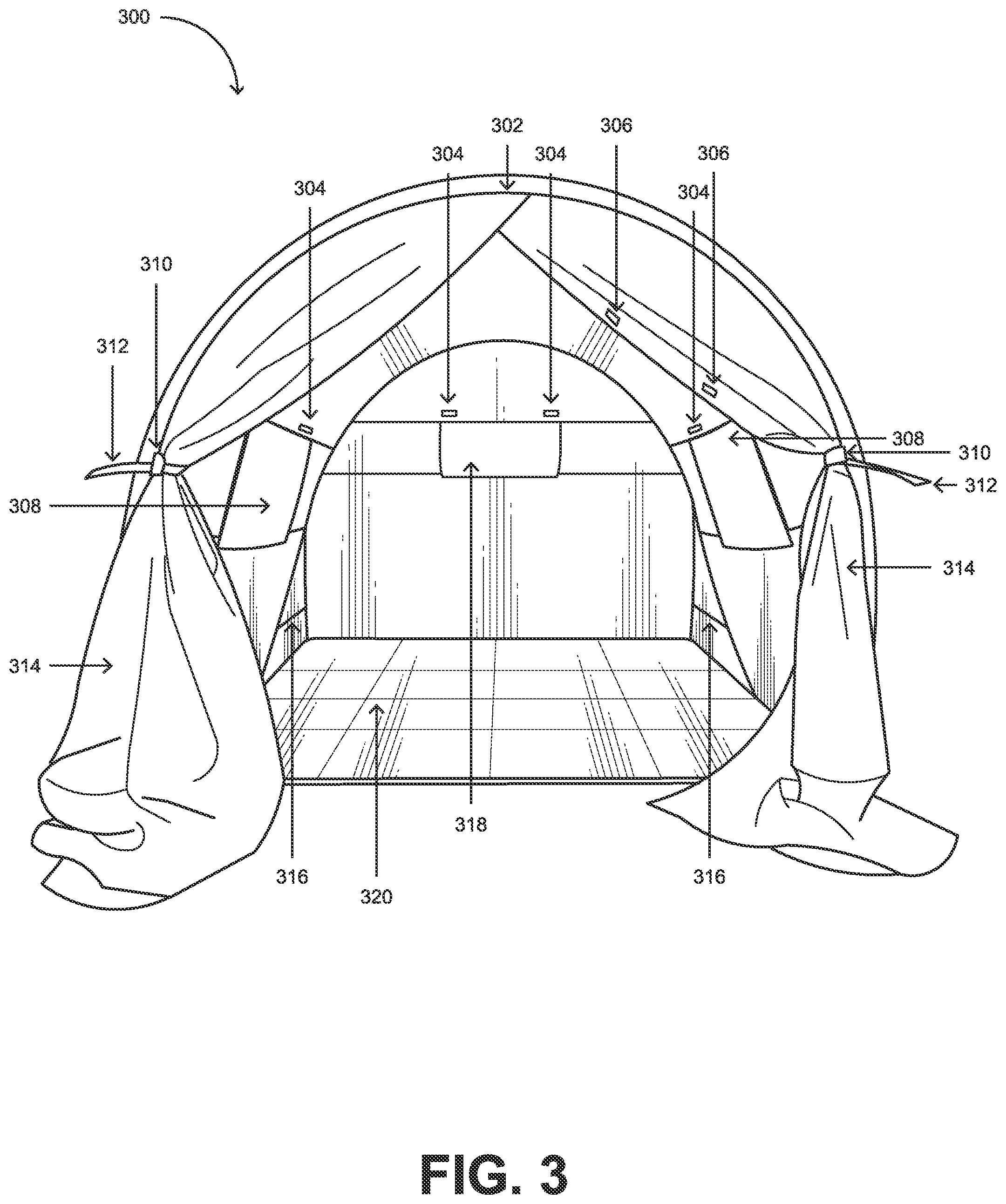 Patent US12305414 Figure 3 – Portable light blocking den