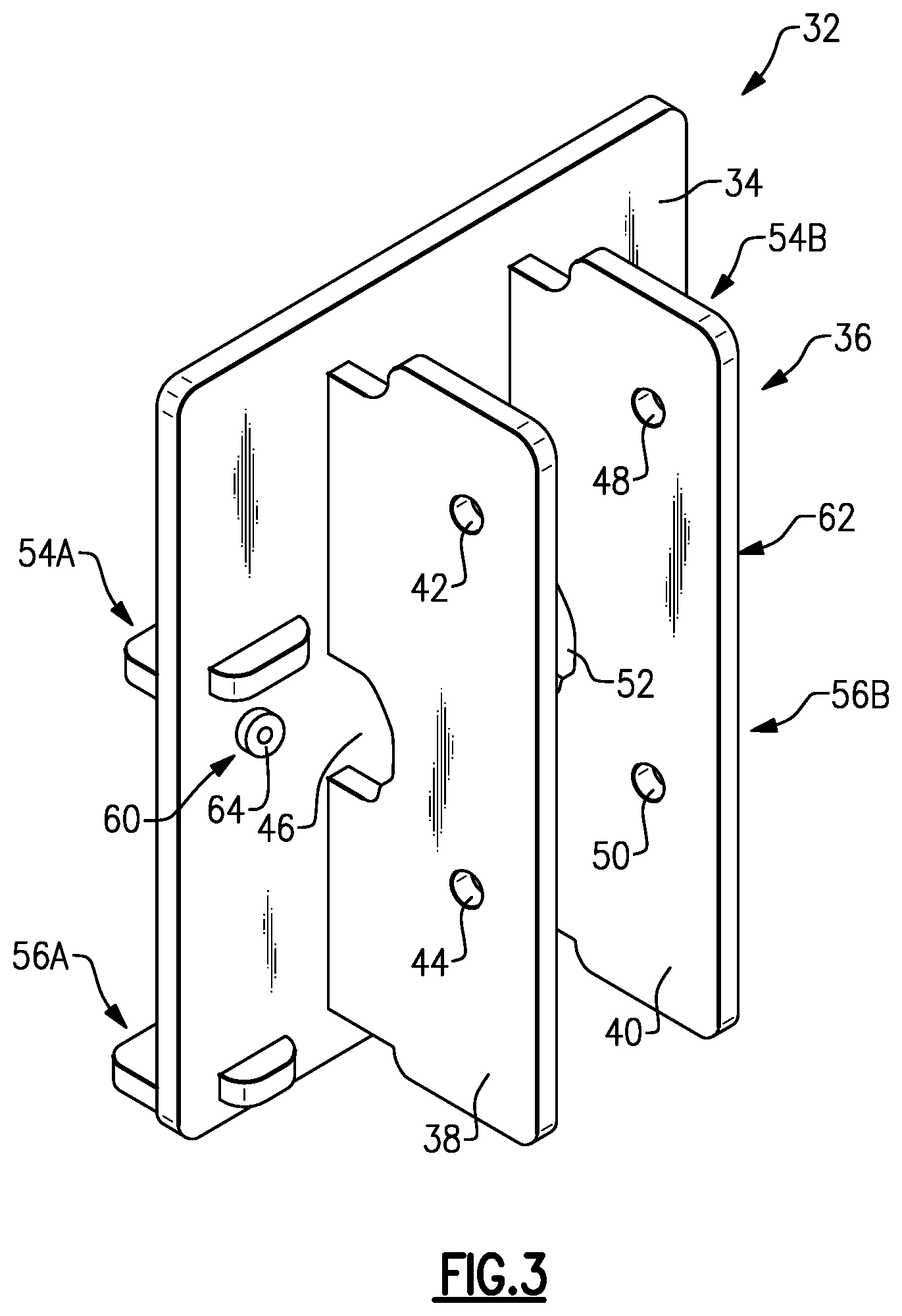 Patent US12305417 Figure 3 – Bracket assembly configured to support beams relative to orchestra pit fillers or stage extensions