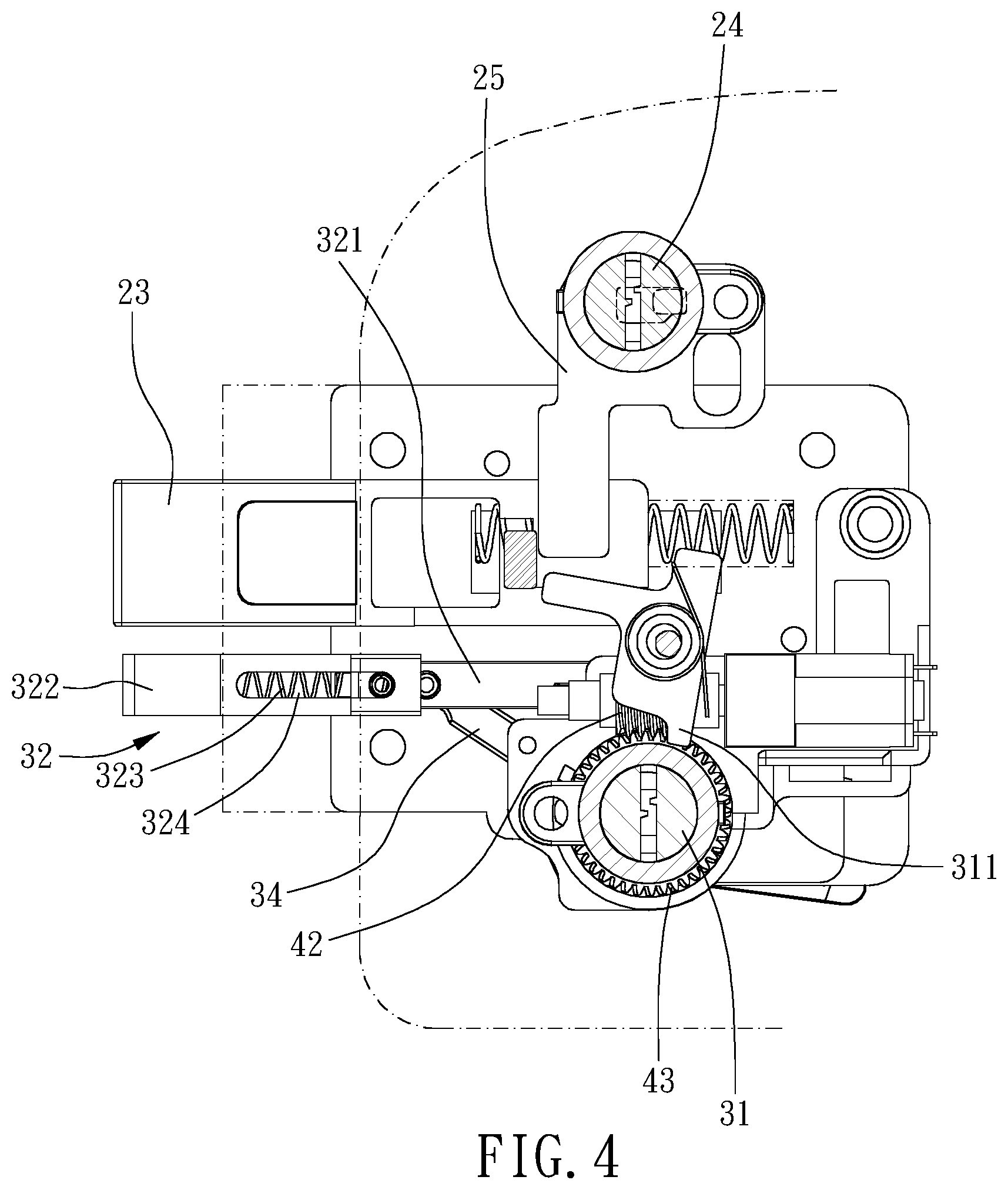 Patent US12305431 Figure 4 – Vehicle door lock assembly