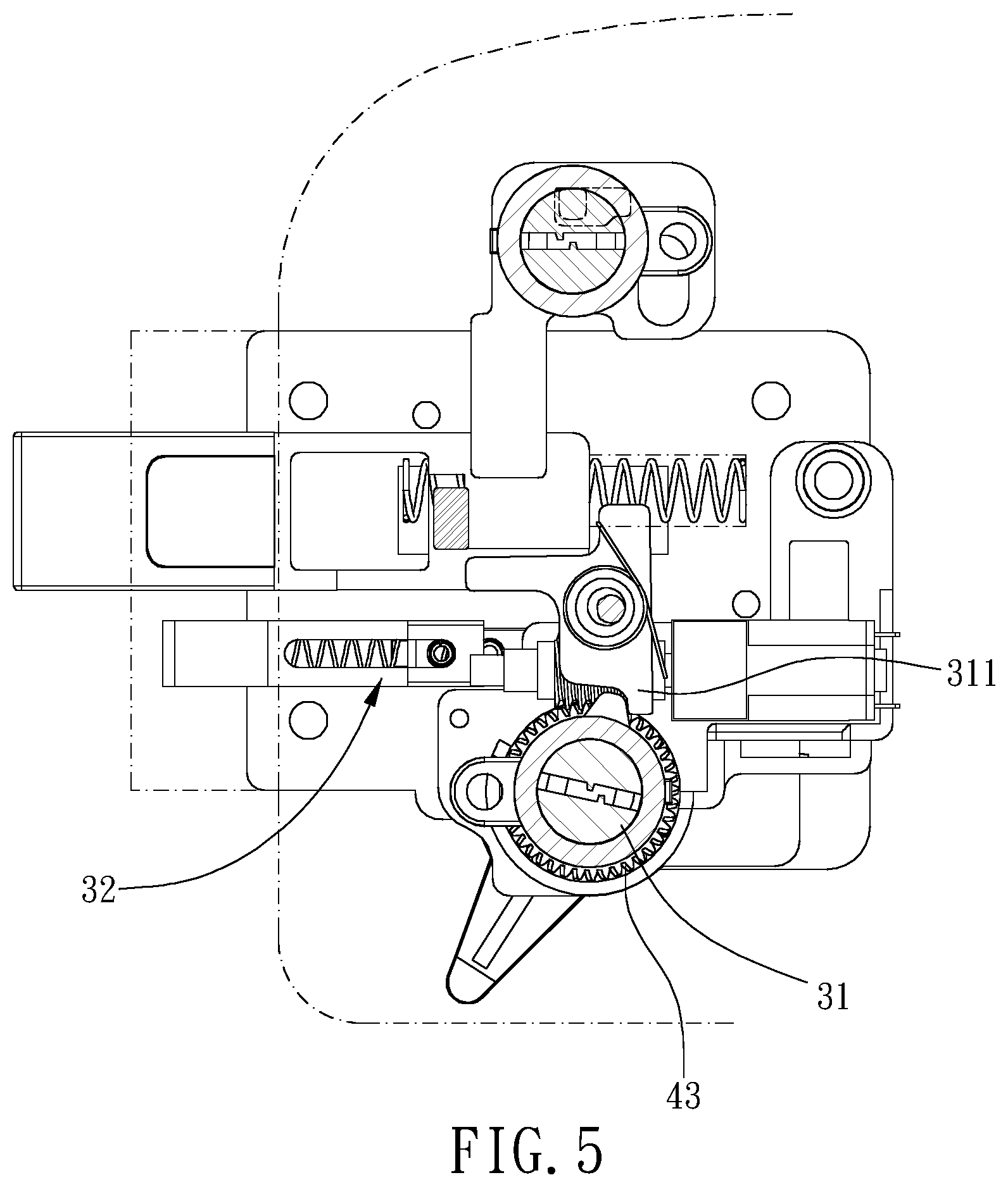 Patent US12305431 Figure 5 – Vehicle door lock assembly