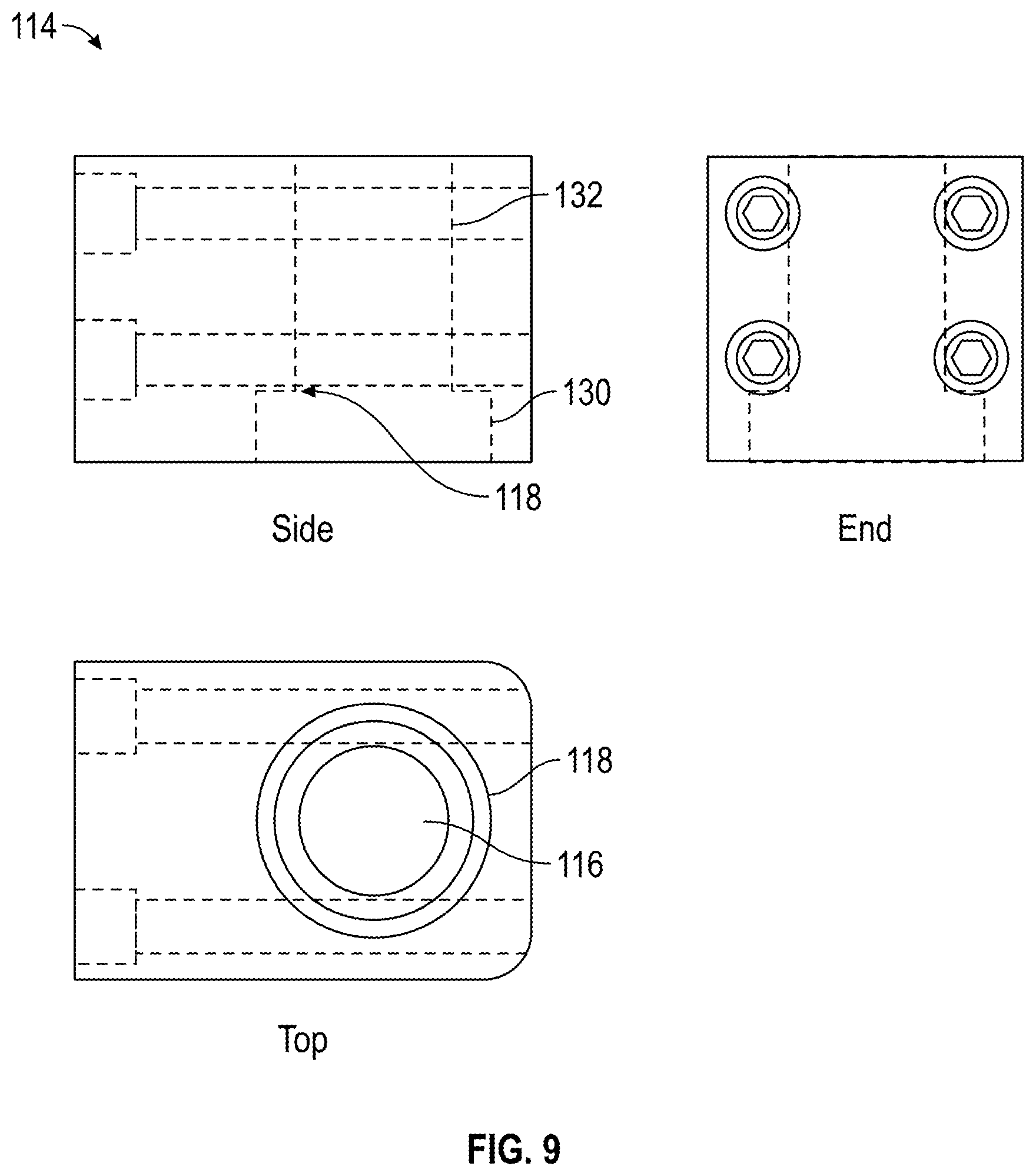 Patent US12305435 Figure 9 – Multiple axis adjustable pivot bearing assembly comprising a pivot mount block