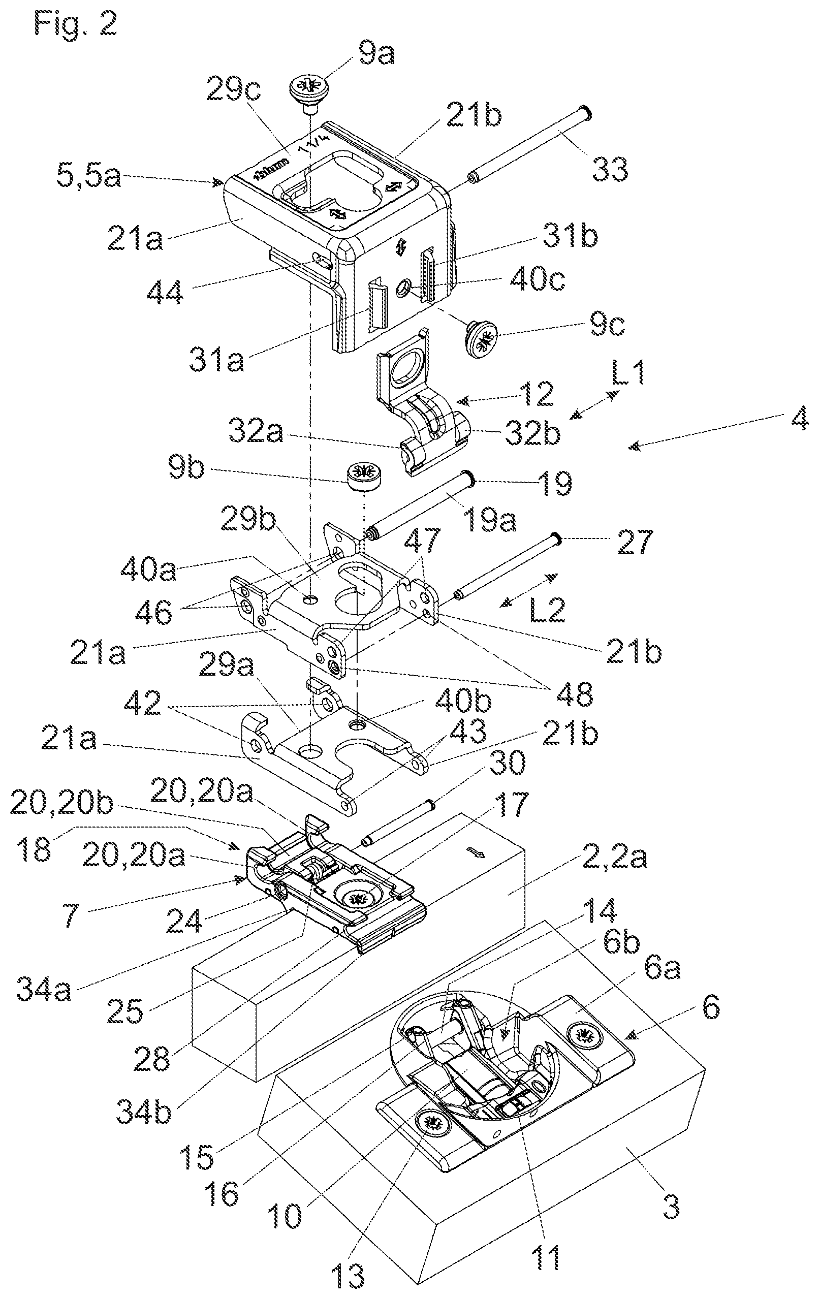 Patent US12305437 Figure 2 – Hinge assembly