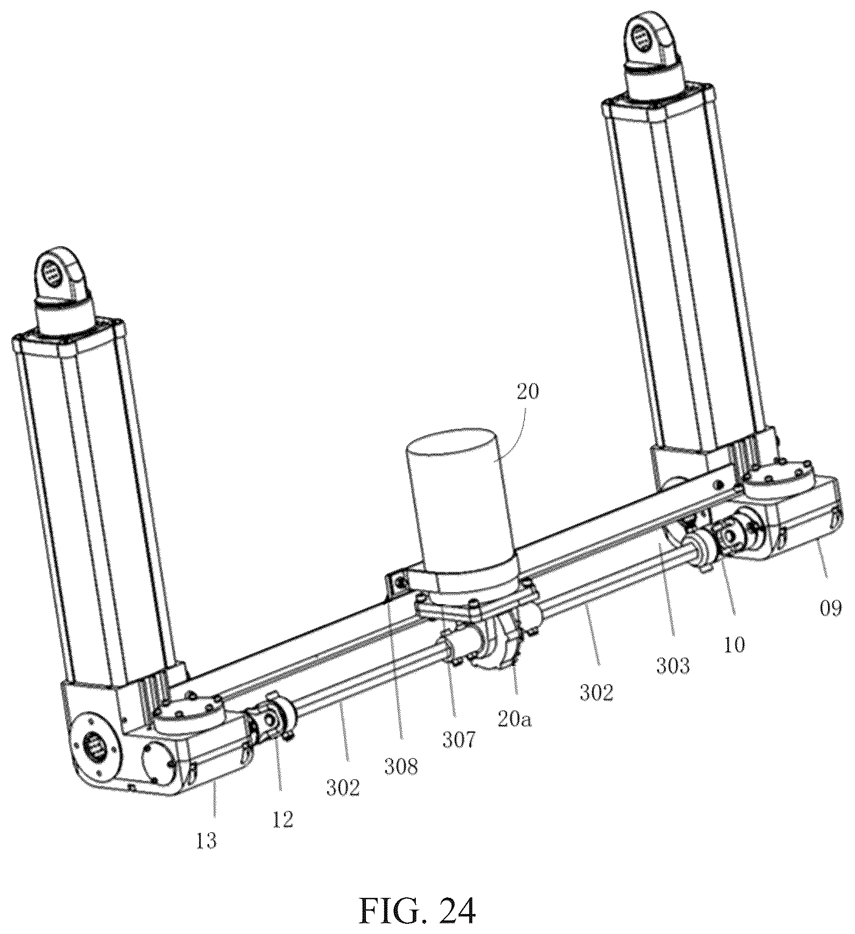 Patent US12305440 Figure 14 – Single motor-driven double push rod electric vehicle tailgate system