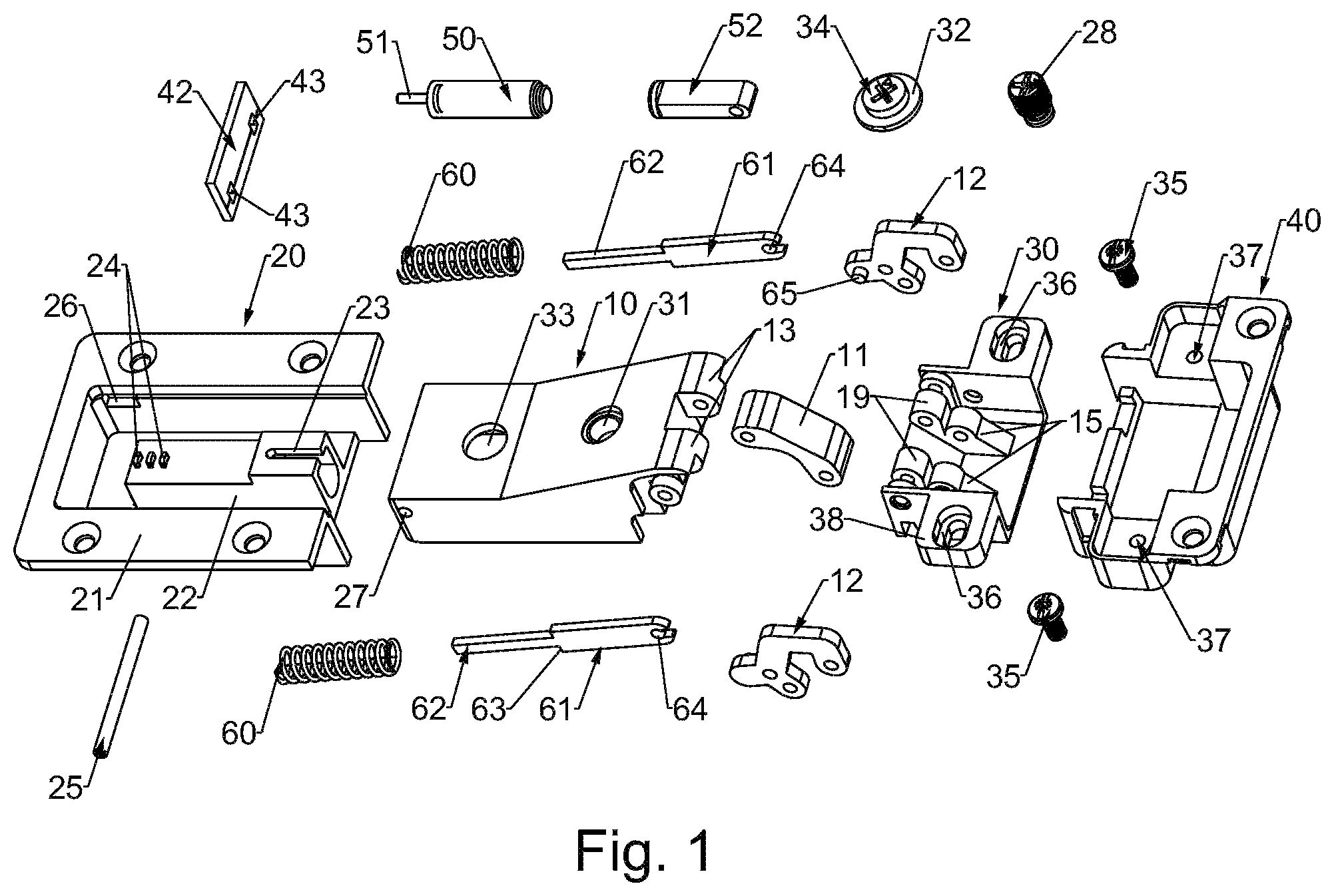 Patent US12305441 Figure 1 – Cushioned hinge for doors of furniture items and the like