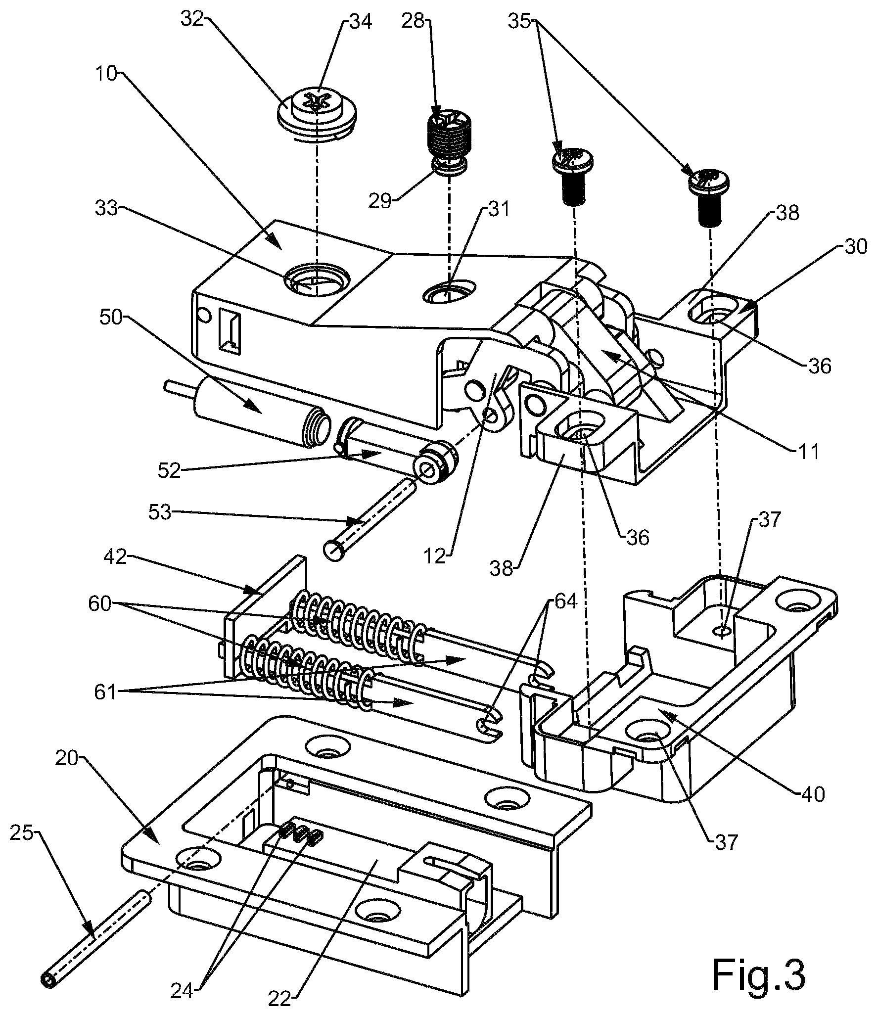 Patent US12305441 Figure 3 – Cushioned hinge for doors of furniture items and the like