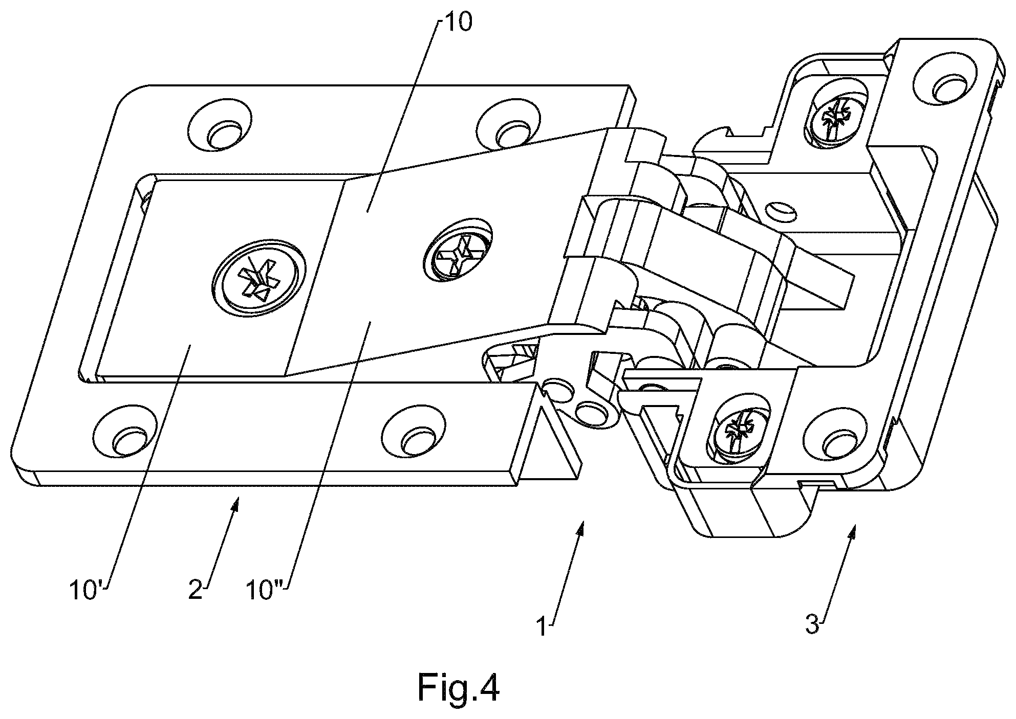 Patent US12305441 Figure 4 – Cushioned hinge for doors of furniture items and the like