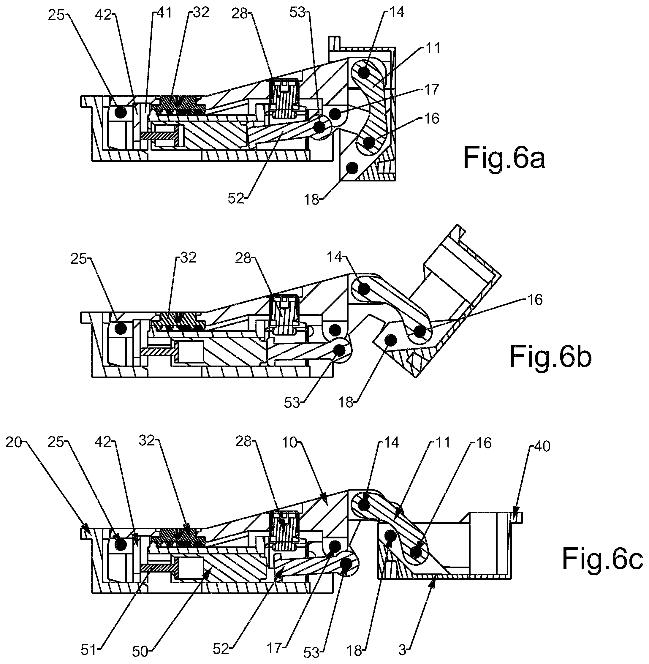 Patent US12305441 Figure 6 – Cushioned hinge for doors of furniture items and the like