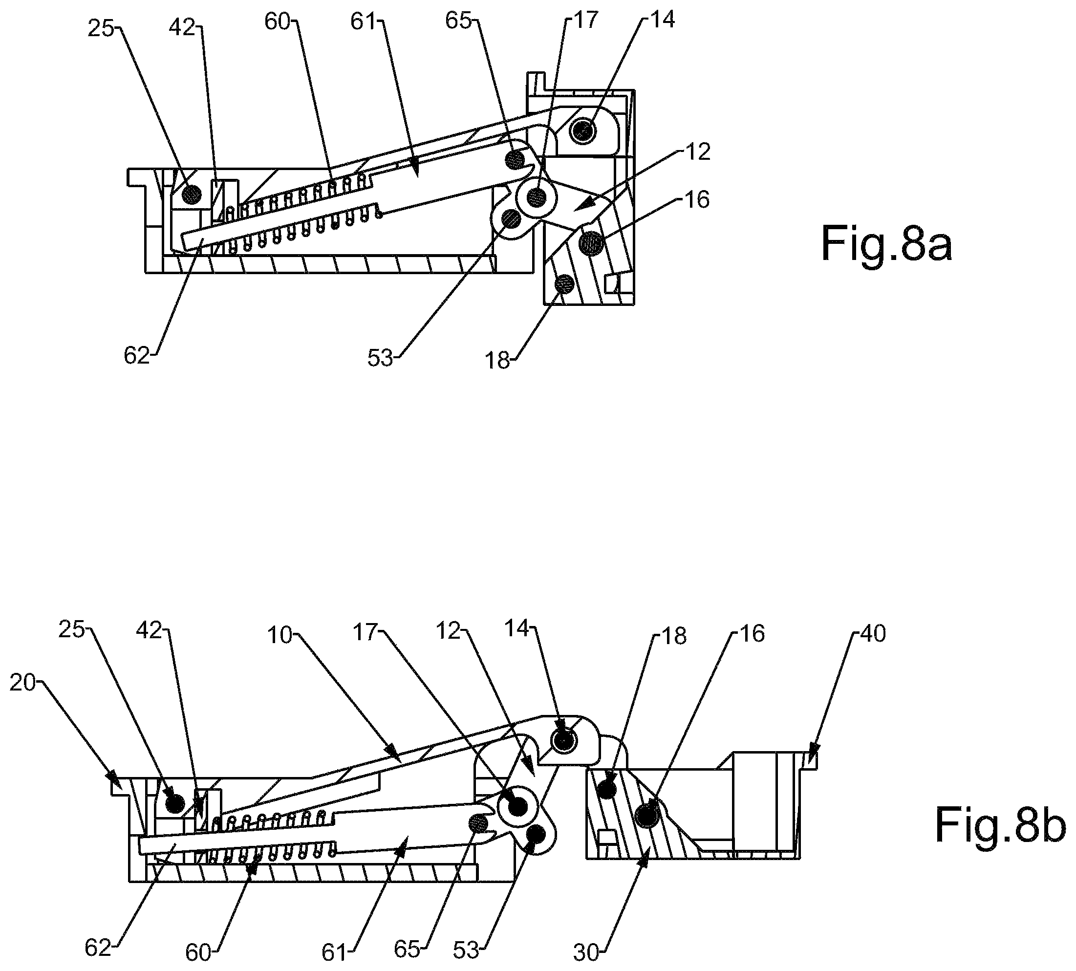 Patent US12305441 Figure 8 – Cushioned hinge for doors of furniture items and the like