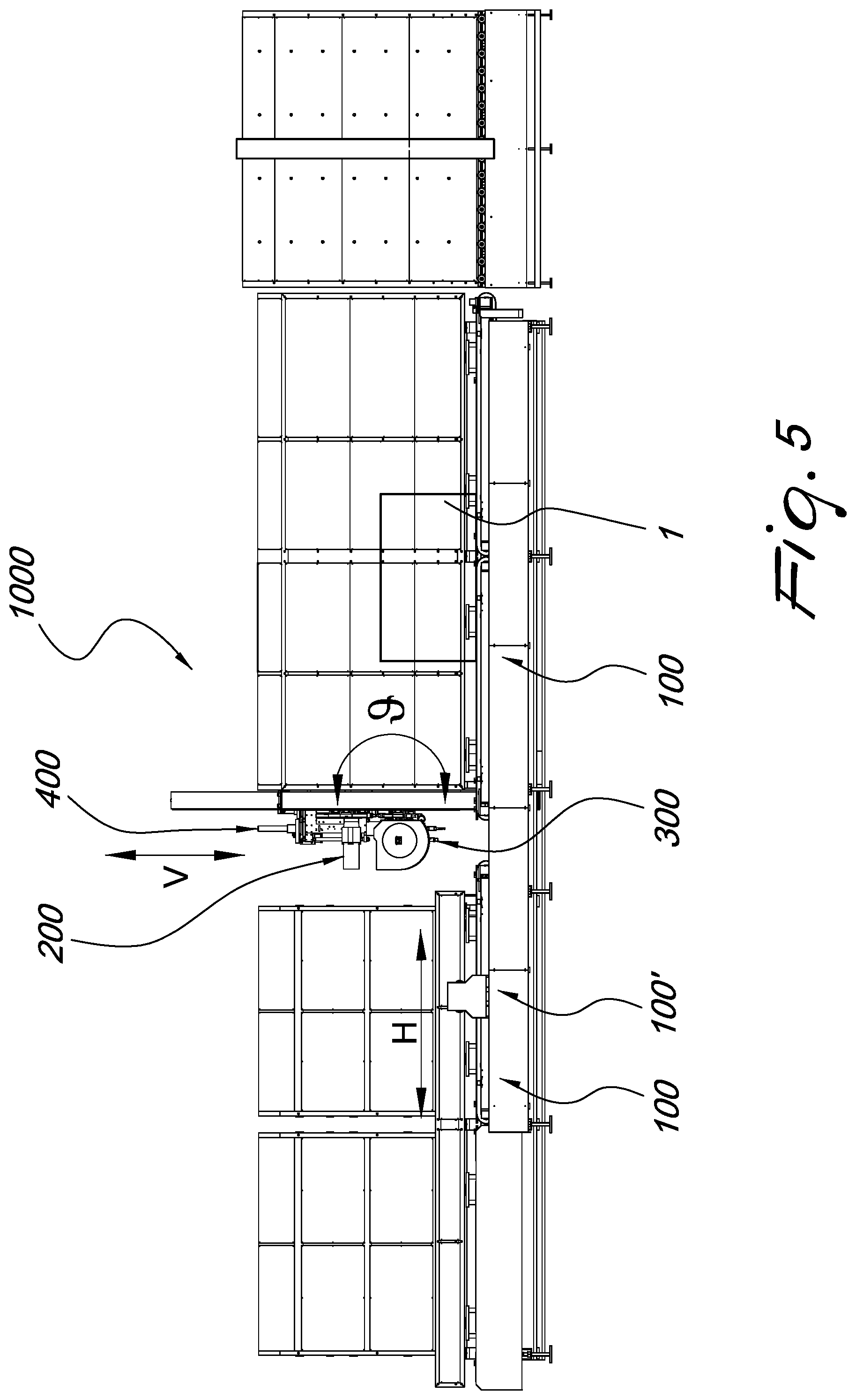 Patent US12305442 Figure 5 – Automatic machine and automatic method for sealing the perimetric edge of insulating glass constituted by glass panes of different dimensions