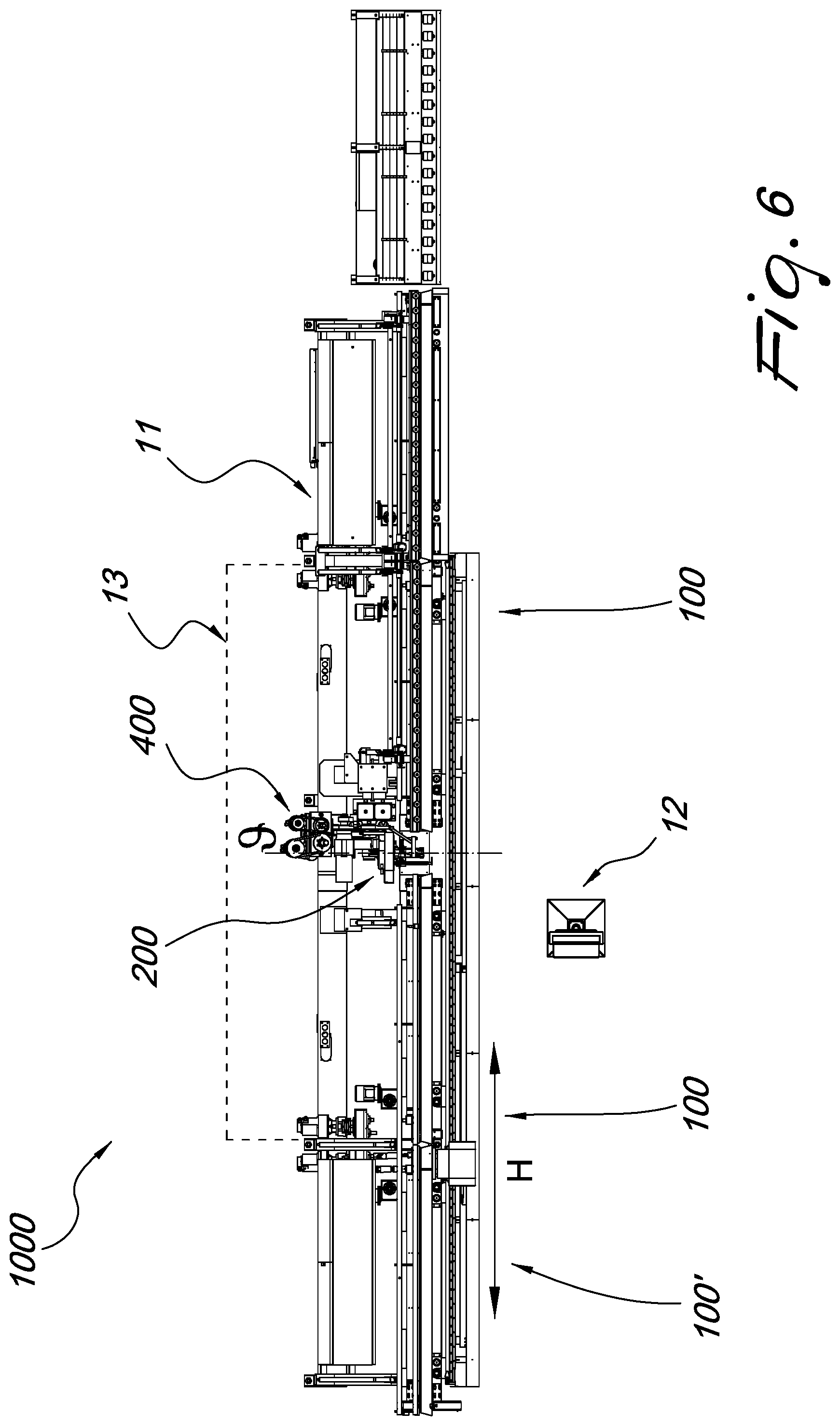 Patent US12305442 Figure 6 – Automatic machine and automatic method for sealing the perimetric edge of insulating glass constituted by glass panes of different dimensions