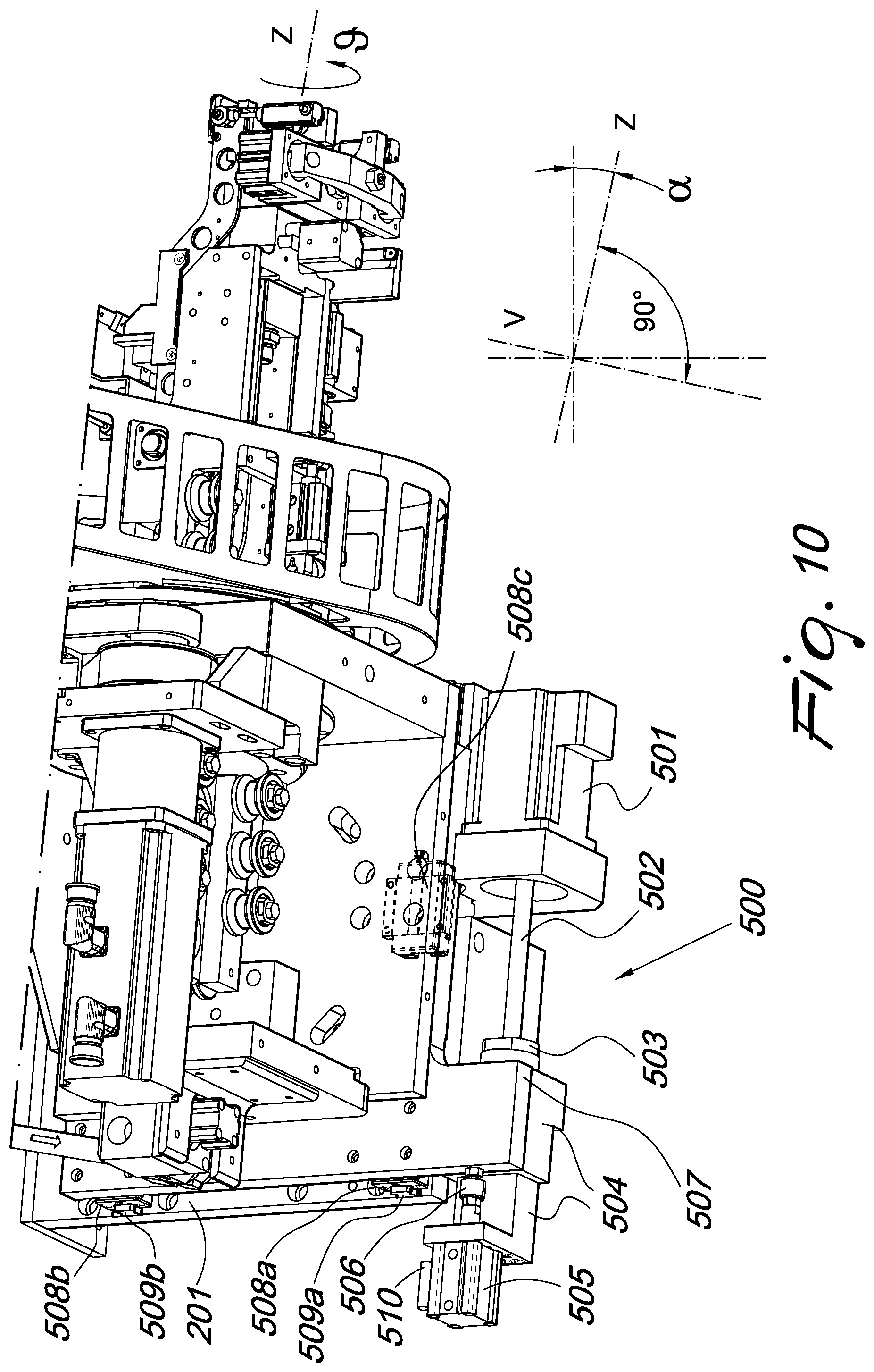 Patent US12305442 Figure 10 – Automatic machine and automatic method for sealing the perimetric edge of insulating glass constituted by glass panes of different dimensions