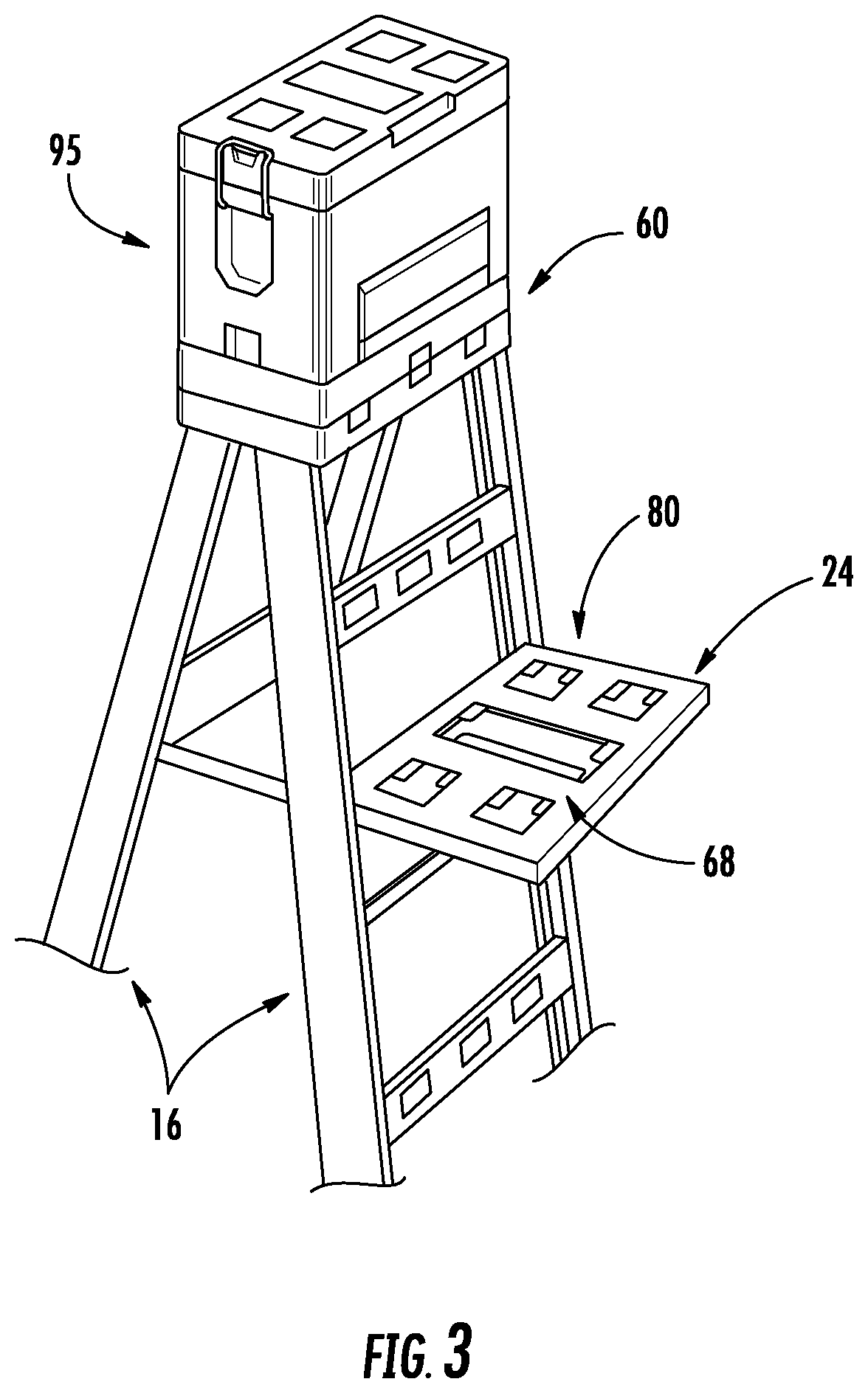 Patent US12305447 Figure 3 – Increased and improved functionality for a ladder