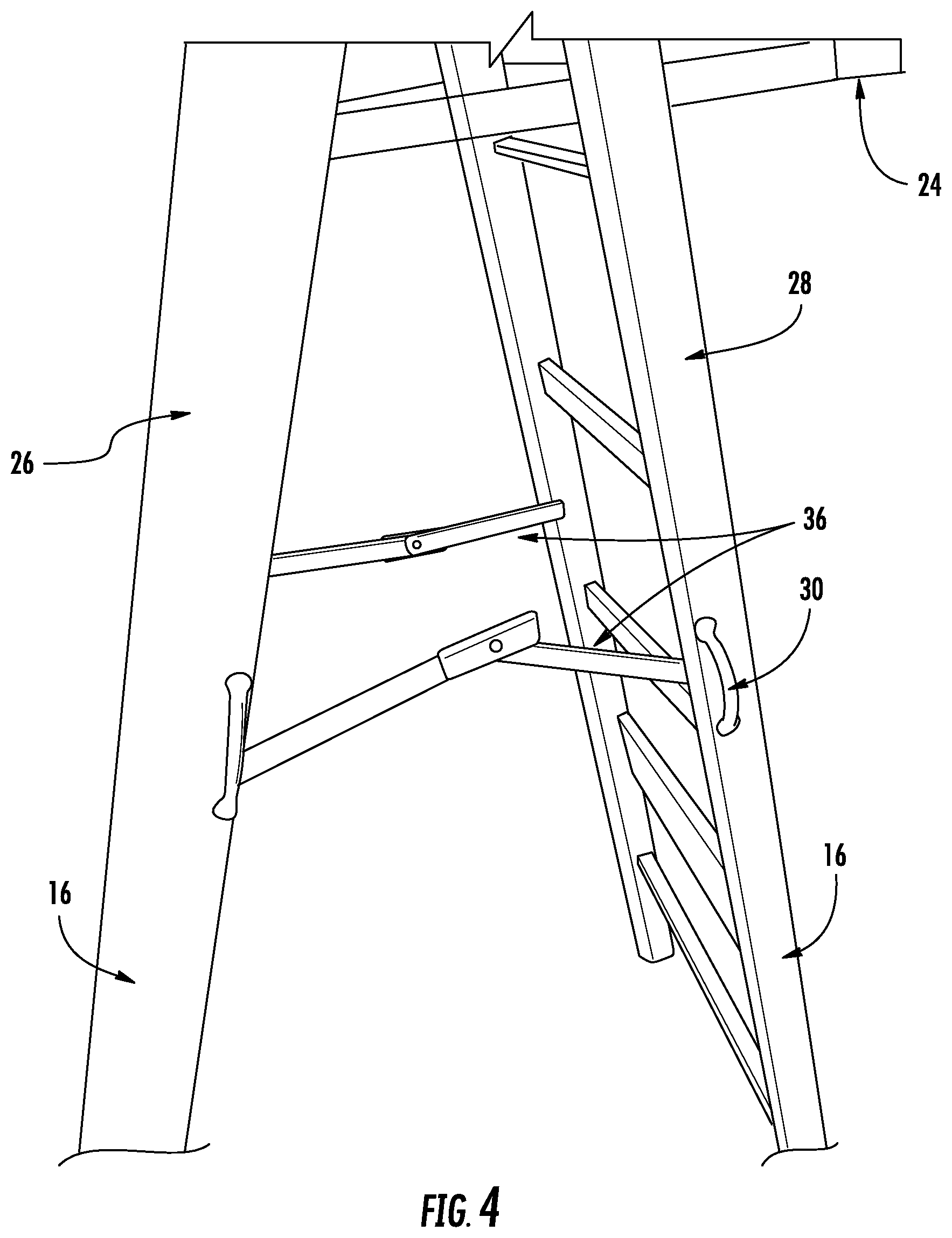 Patent US12305447 Figure 4 – Increased and improved functionality for a ladder