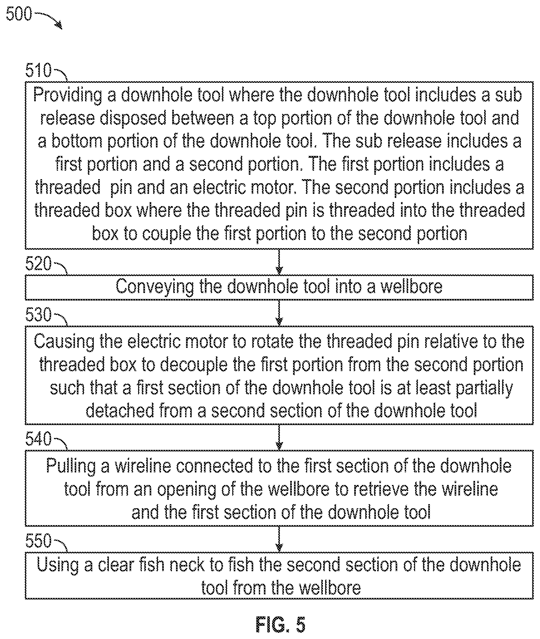 Patent US12305463 Figure 5 – Methods and apparatus for retrieving a wireline using a release sub