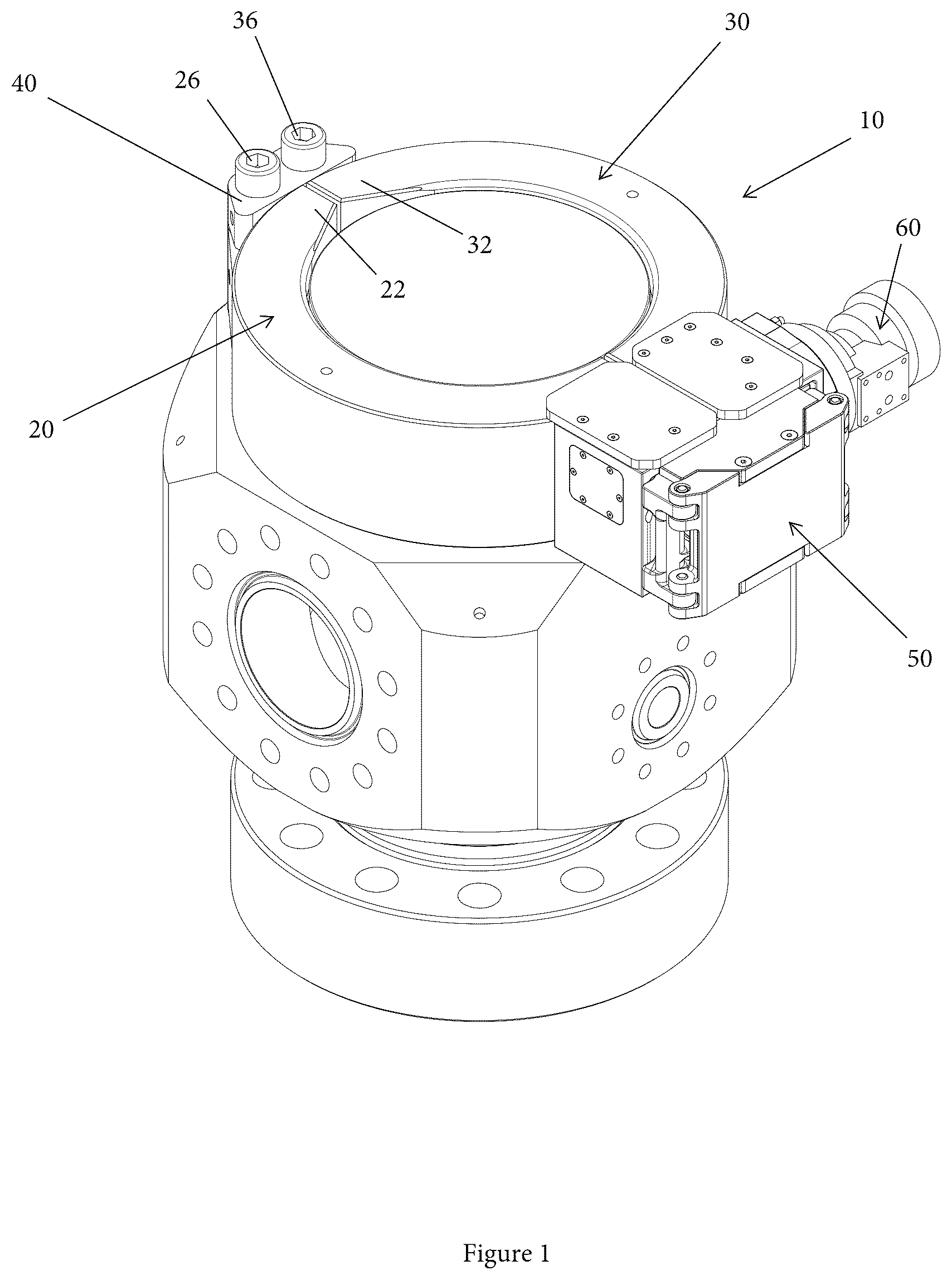 Patent US12305469 — Powered clamp closure mechanism — Figure 1