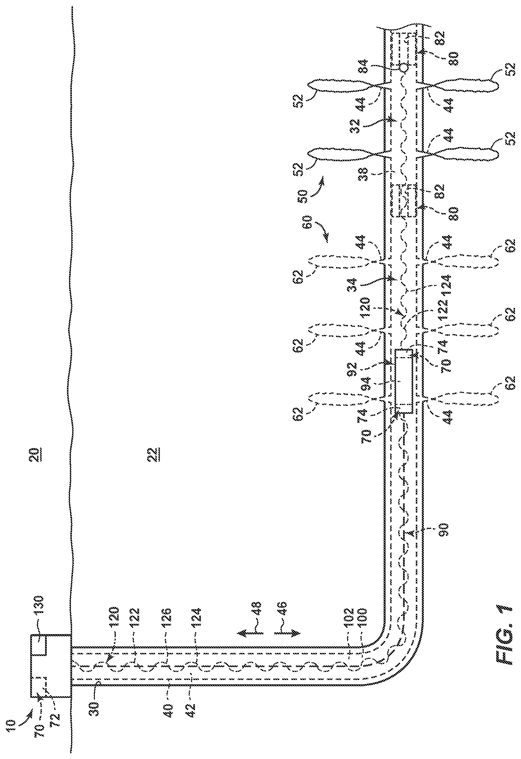 Patent US12305492 Figure 1 – Methods of characterizing a spatial property of a previously fractured stage of a hydrocarbon well and hydrocarbon wells that perform the methods