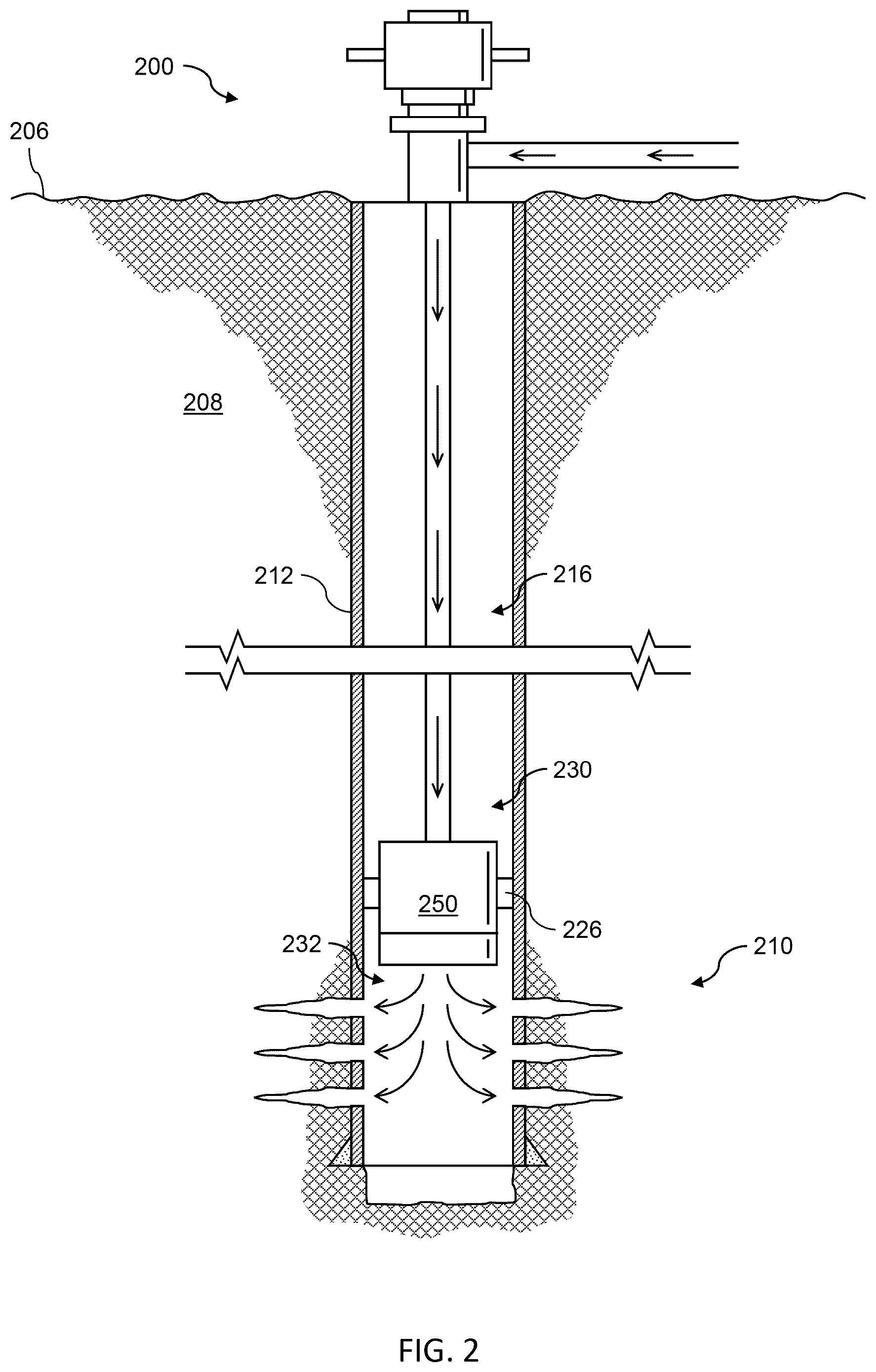 Patent US12305496 Figure 2 – Hydraulic treatment of subterranean formations using oxidant, nanoparticles, and carbon dioxide