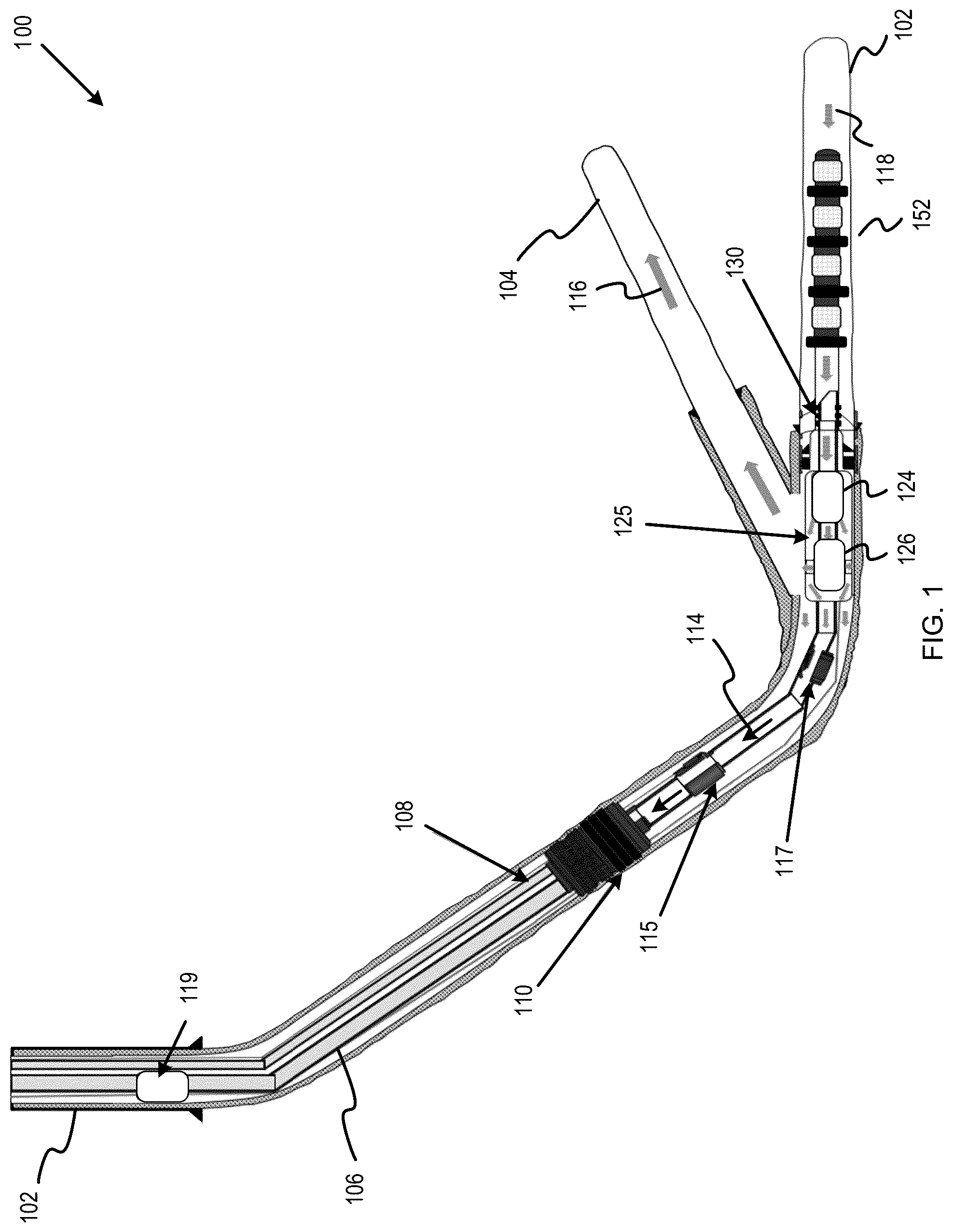 Patent US12305498 Figure 1 – Downhole fluid separator in a multilateral well