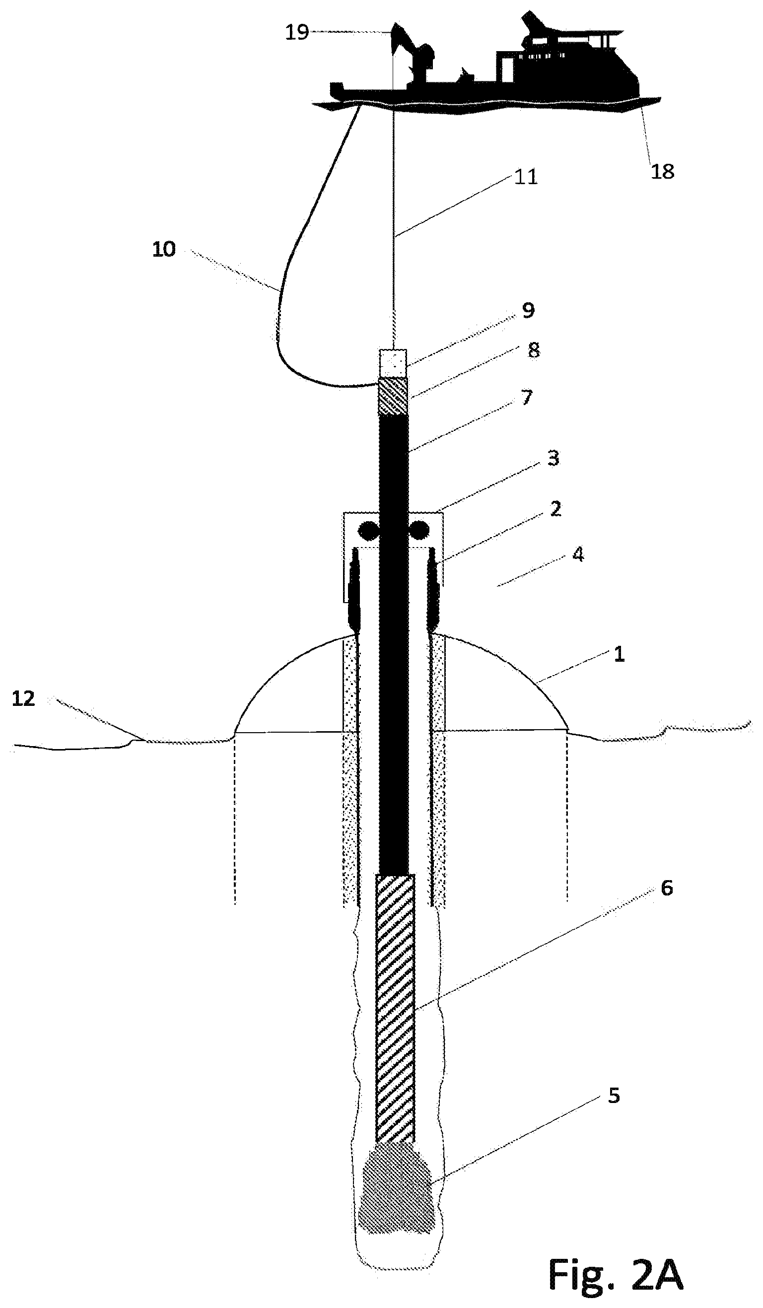 Patent US12305513 Figure 2 – Rigless drilling and wellhead installation