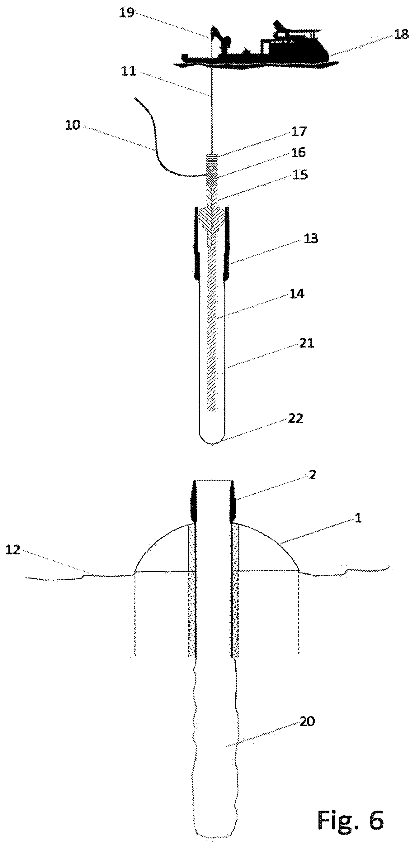 Patent US12305513 Figure 7 – Rigless drilling and wellhead installation