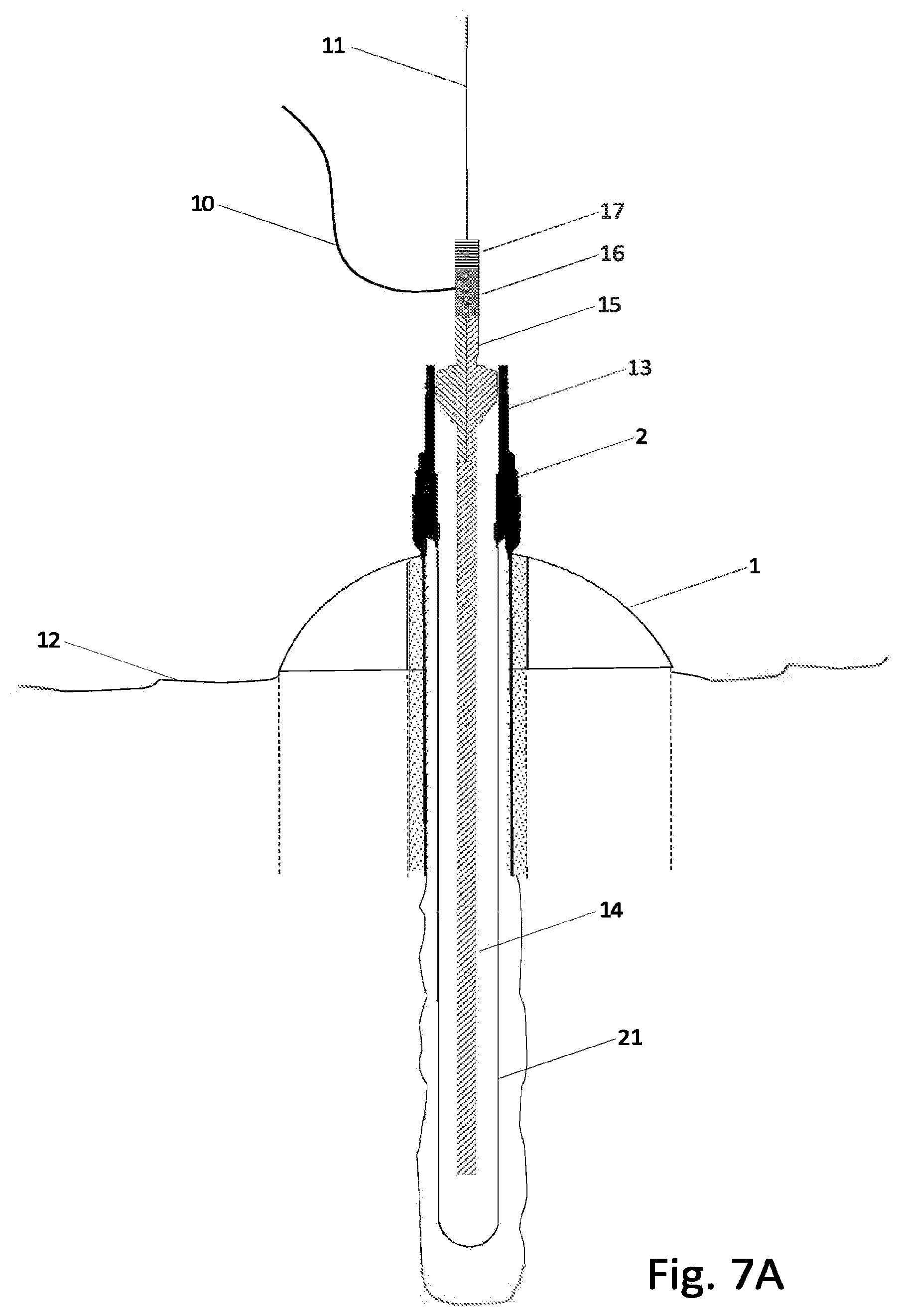 Patent US12305513 Figure 8 – Rigless drilling and wellhead installation
